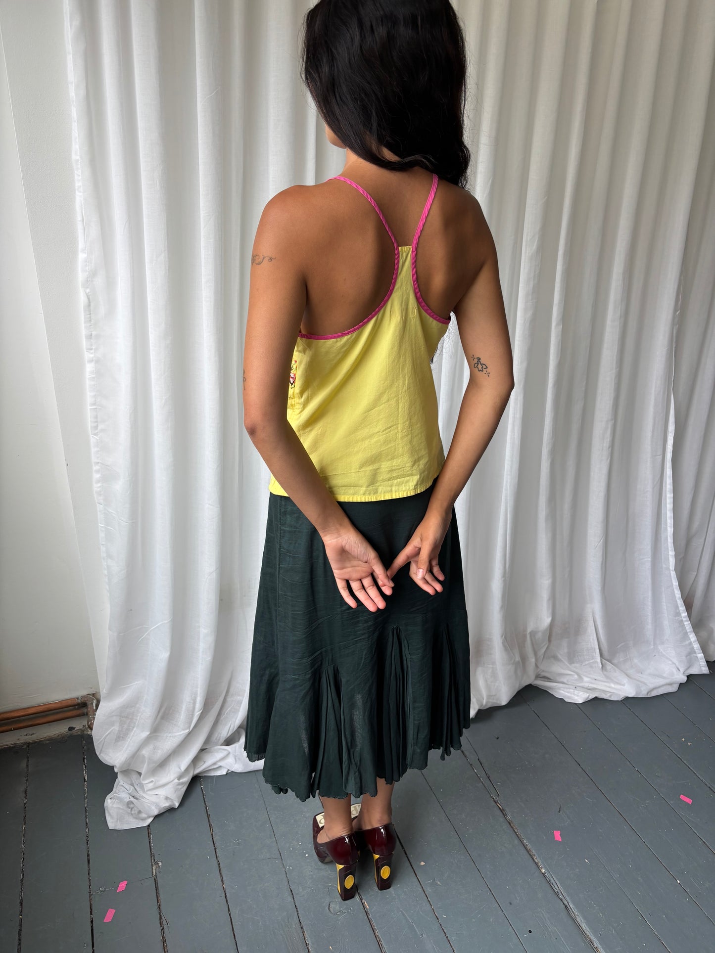 Pepe Yellow Embroidered Top