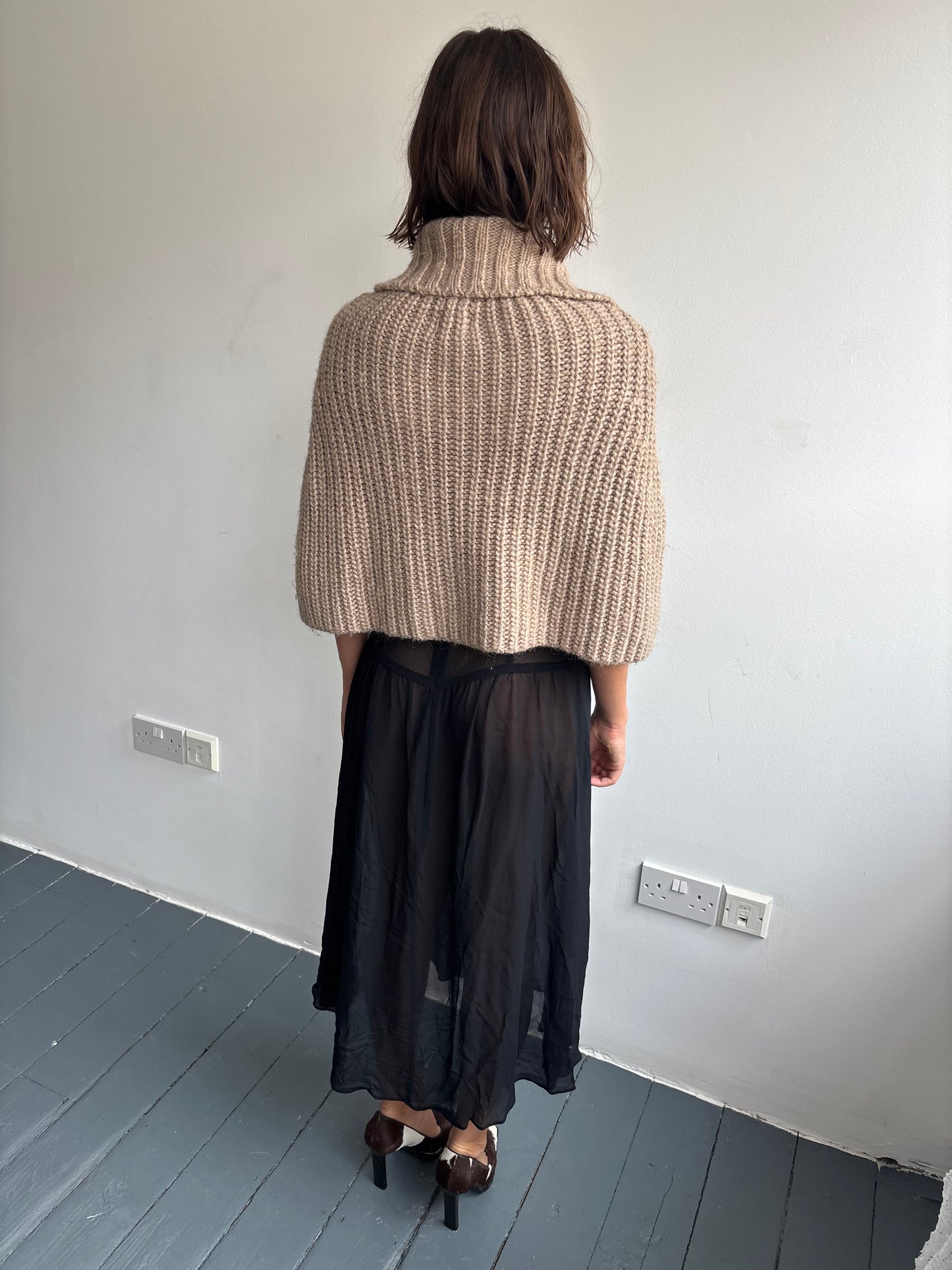 Miss Sixty Taupe Knit Poncho