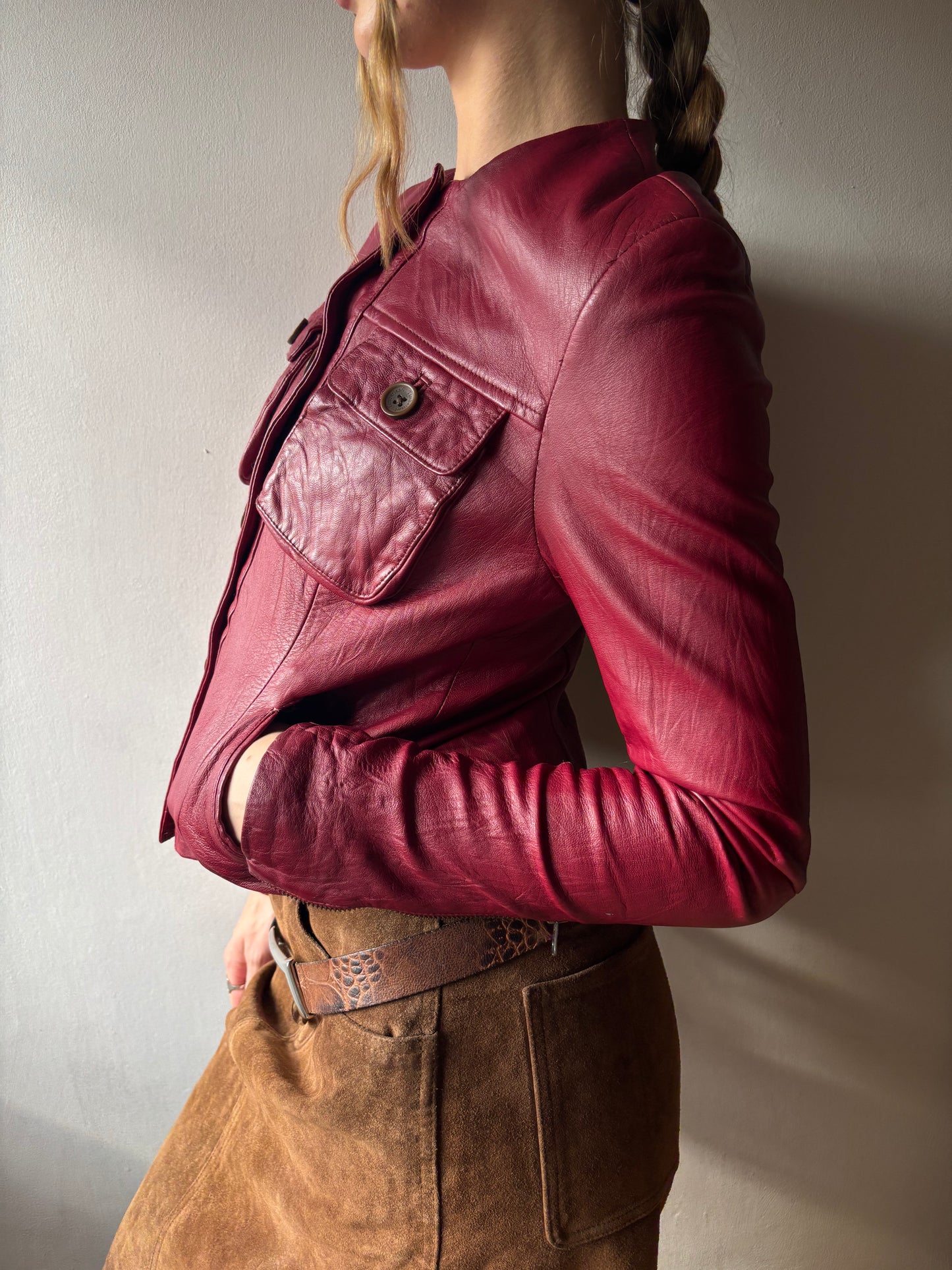 Timberland Burgundy Leather Jacket