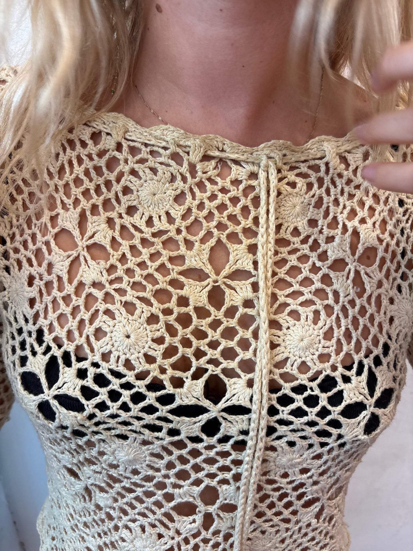 Vintage Beige Crochet Top