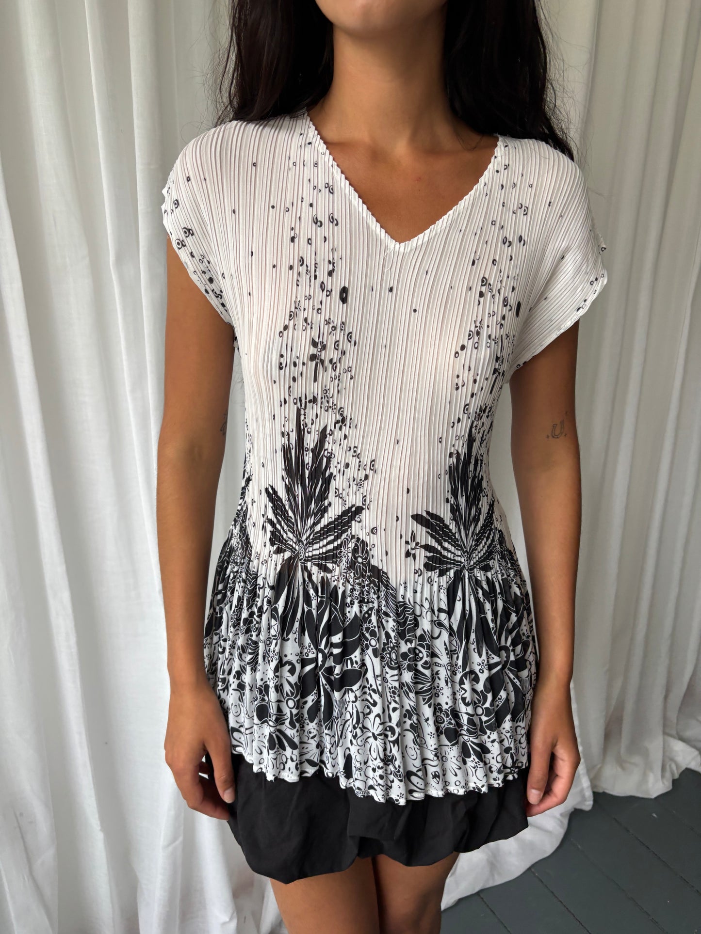 Vintage White Pleated Dress