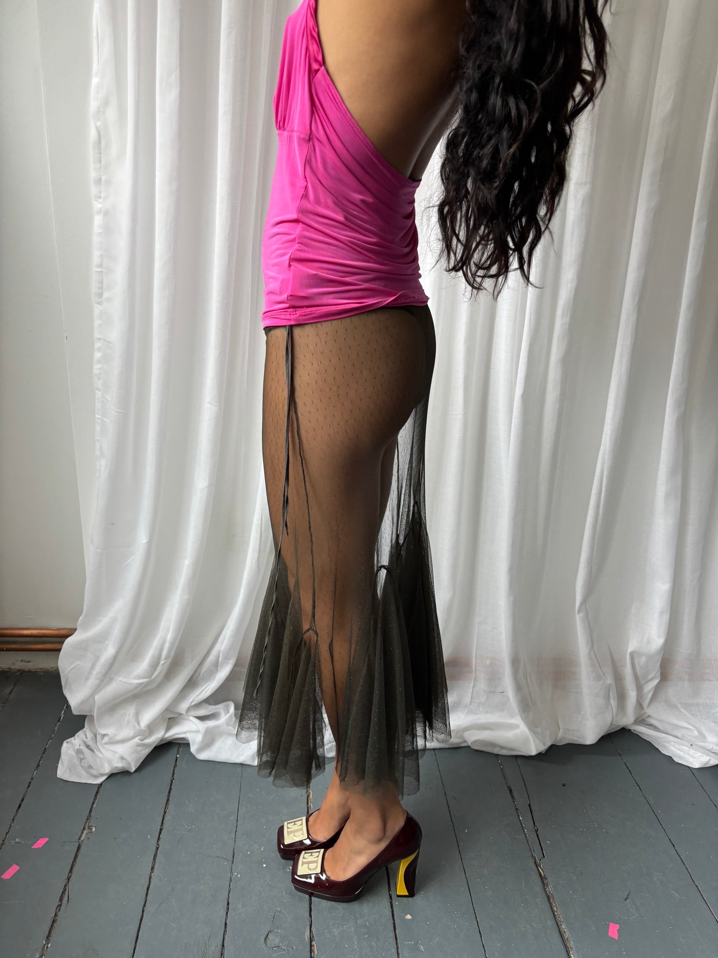 Chine Charcoal Mesh Skirt