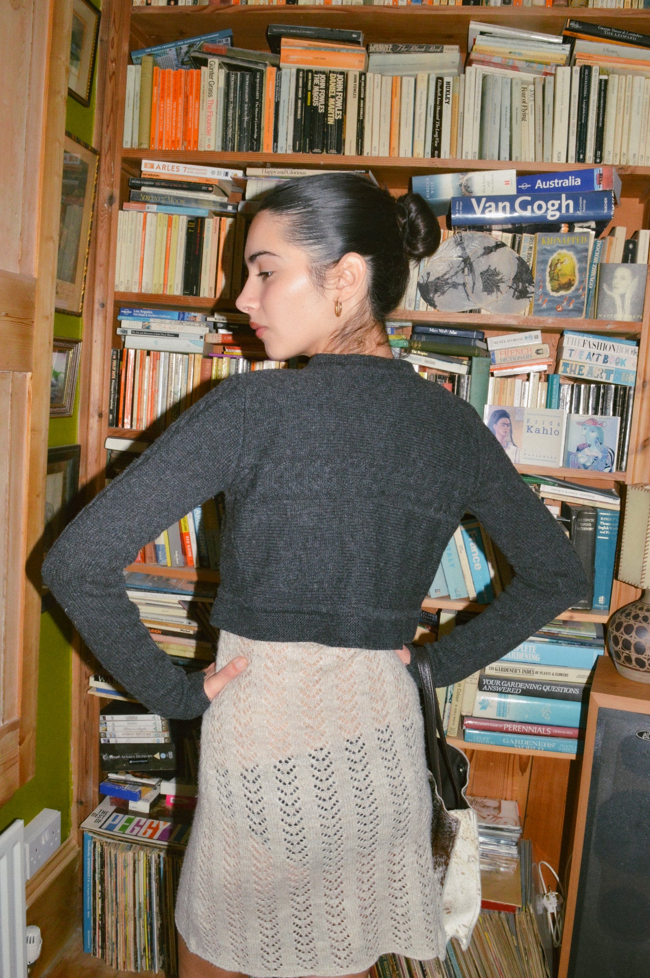 Vintage Grey Crop Knit Cardigan