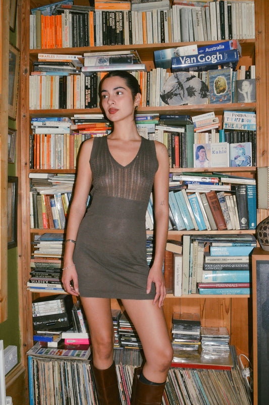 Vintage Khaki Fine Knit Dress