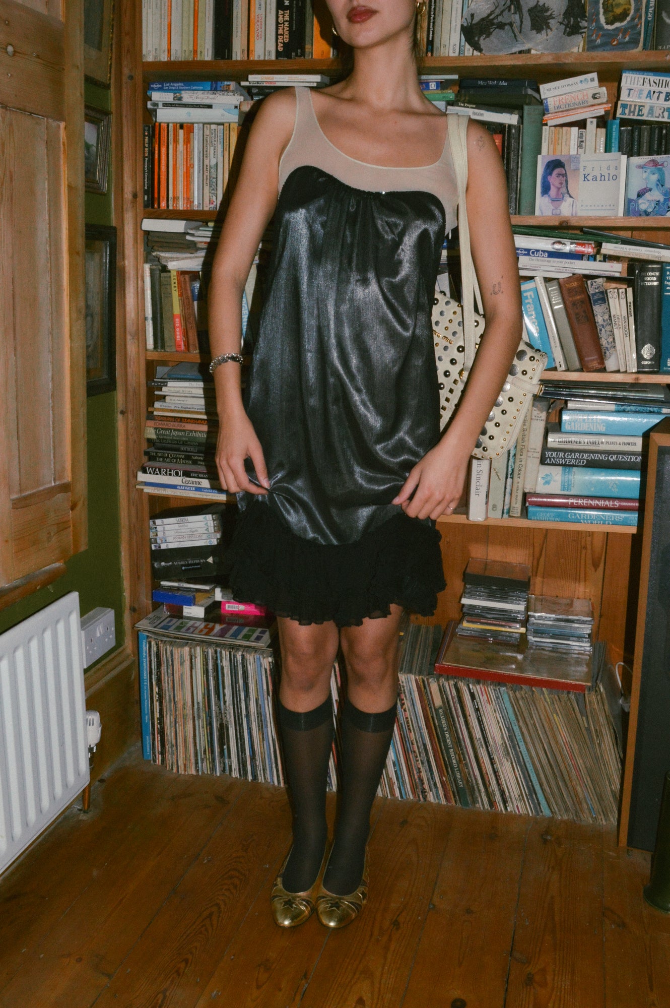 Kookai Metallic Black Silk Dress