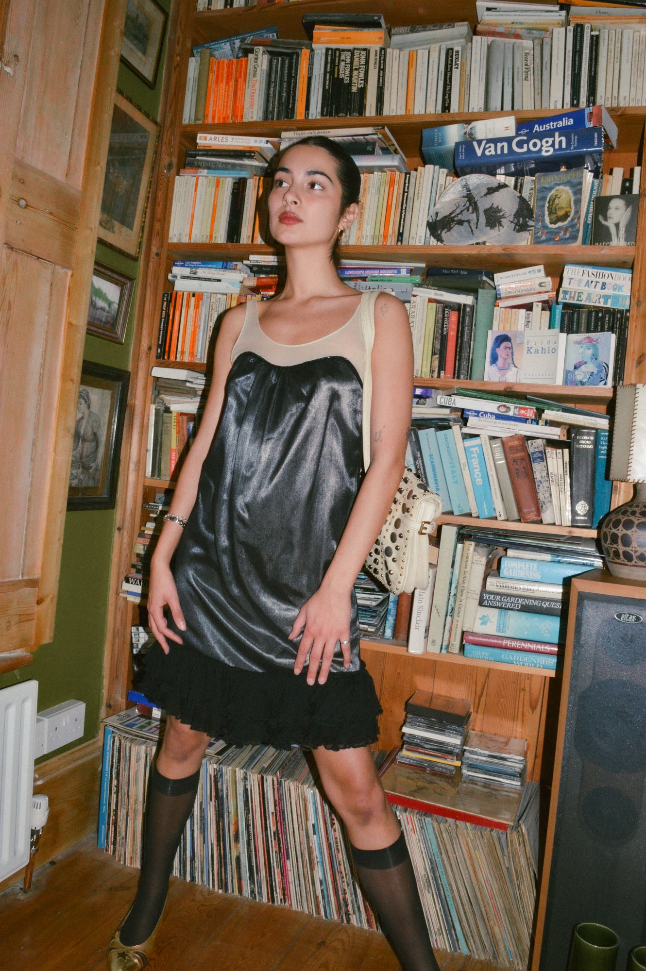 Kookai Metallic Black Silk Dress