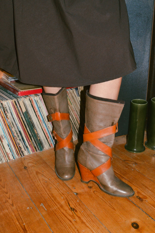 Miss Sixty Brown Leather Belt Boots