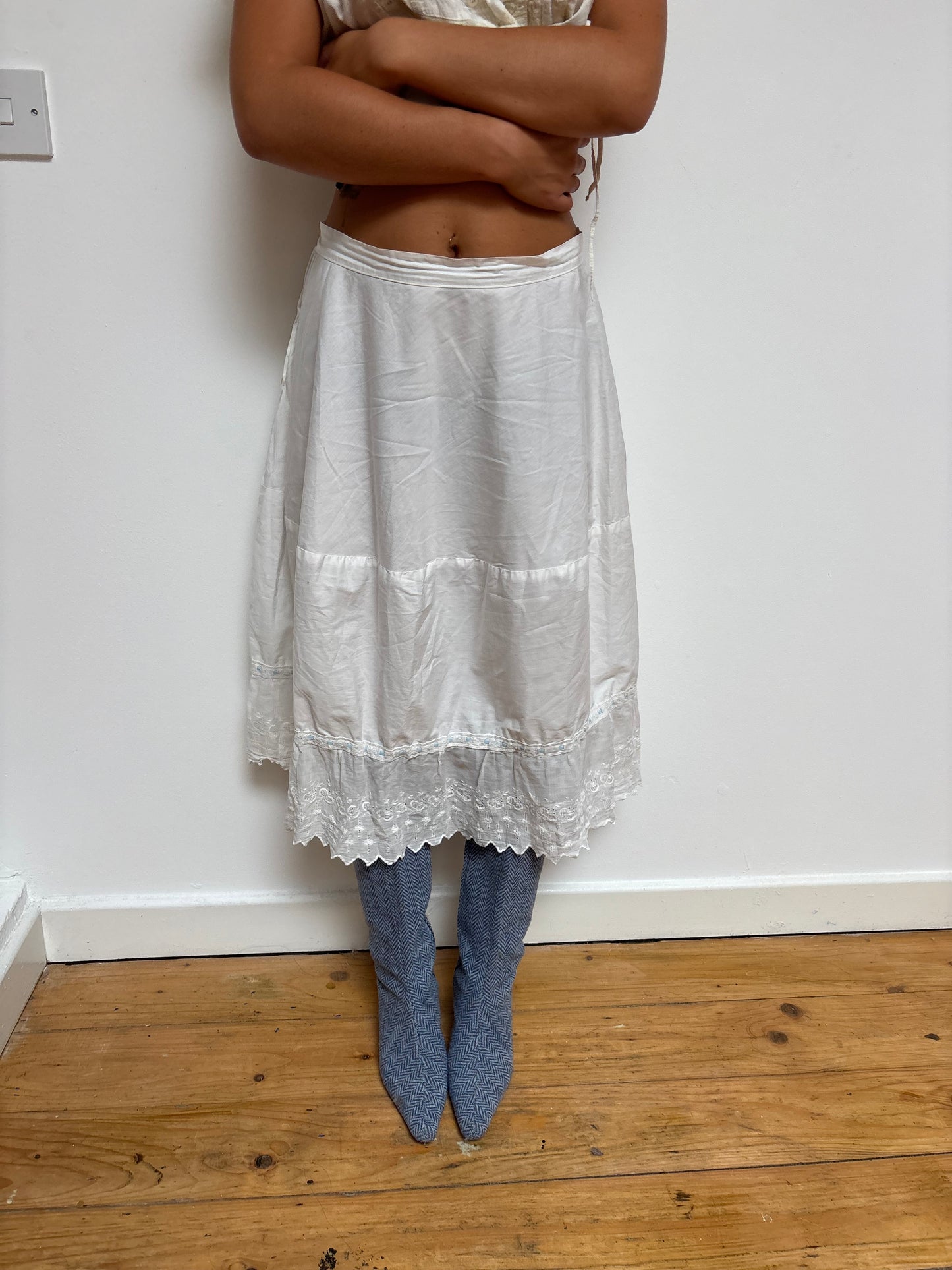 Vintage White Broidery Petticoat