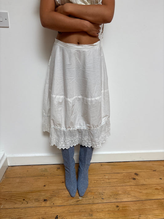 Vintage White Broidery Petticoat