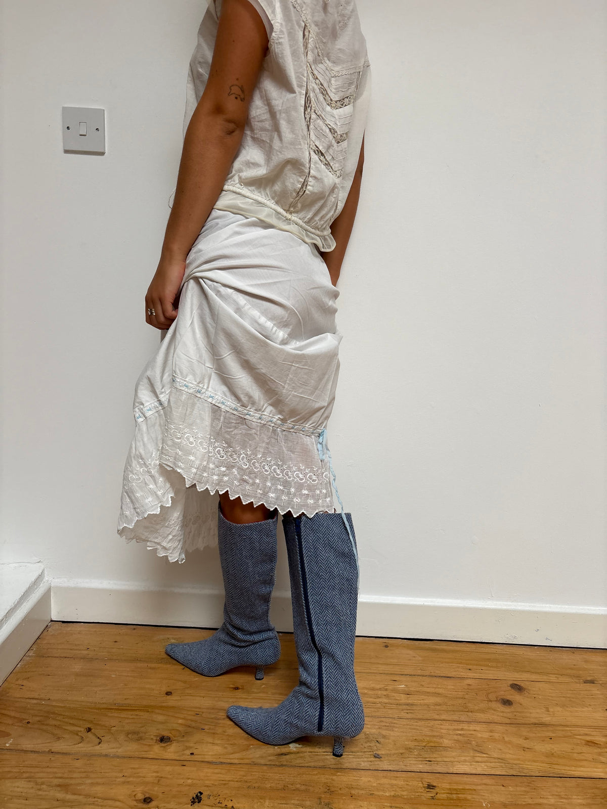 Vintage White Broidery Petticoat