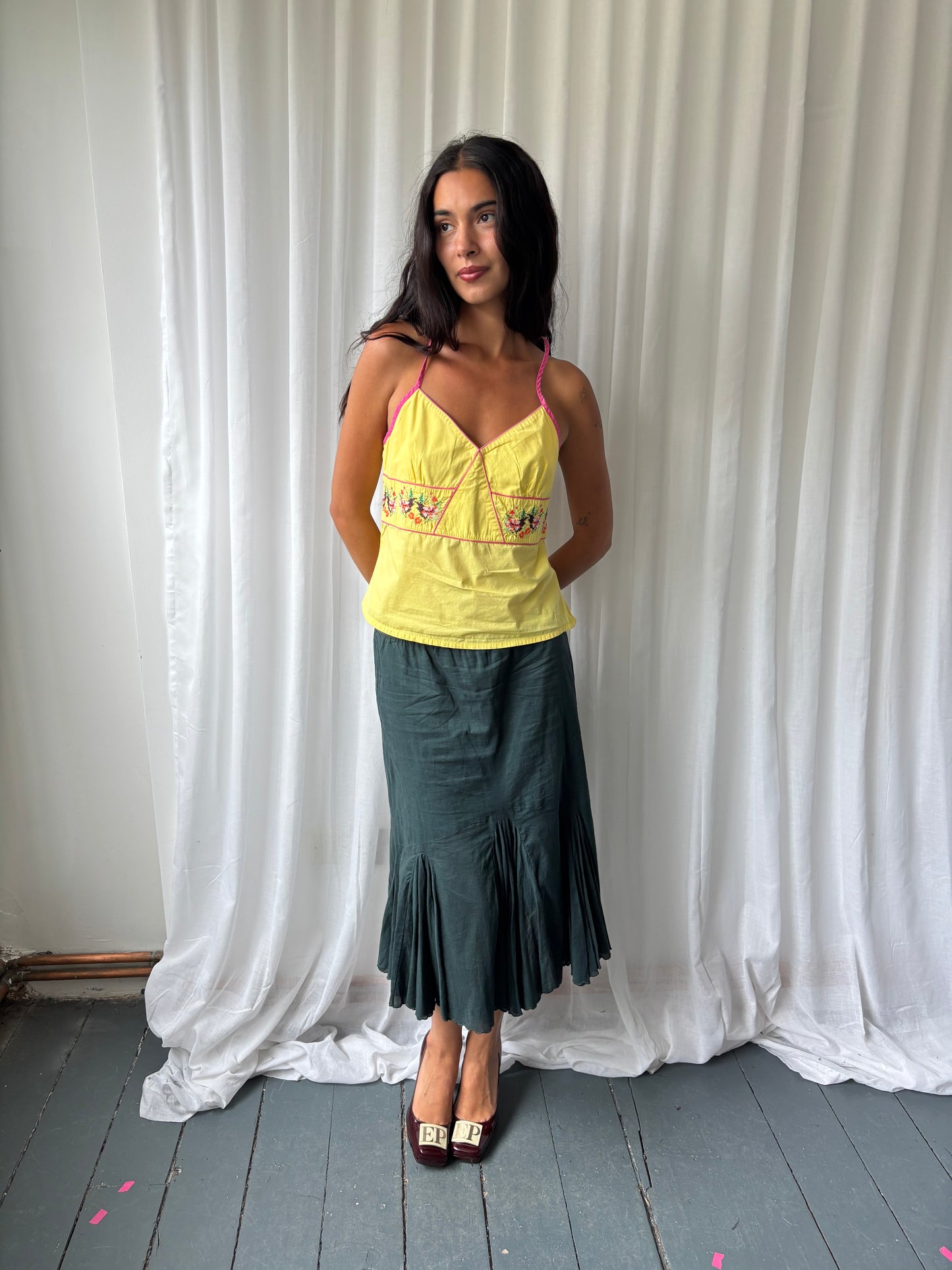 Pepe Yellow Embroidered Top