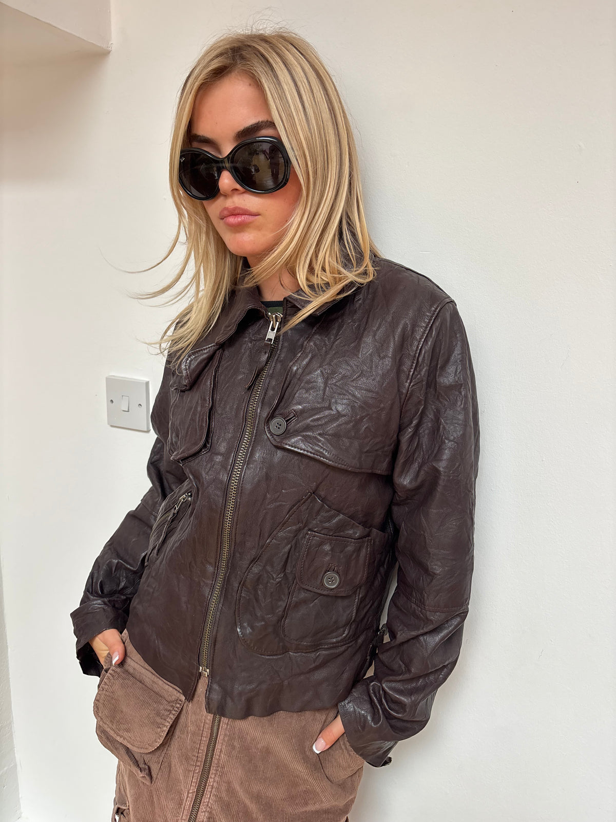 IKKS Brown Leather Jacket