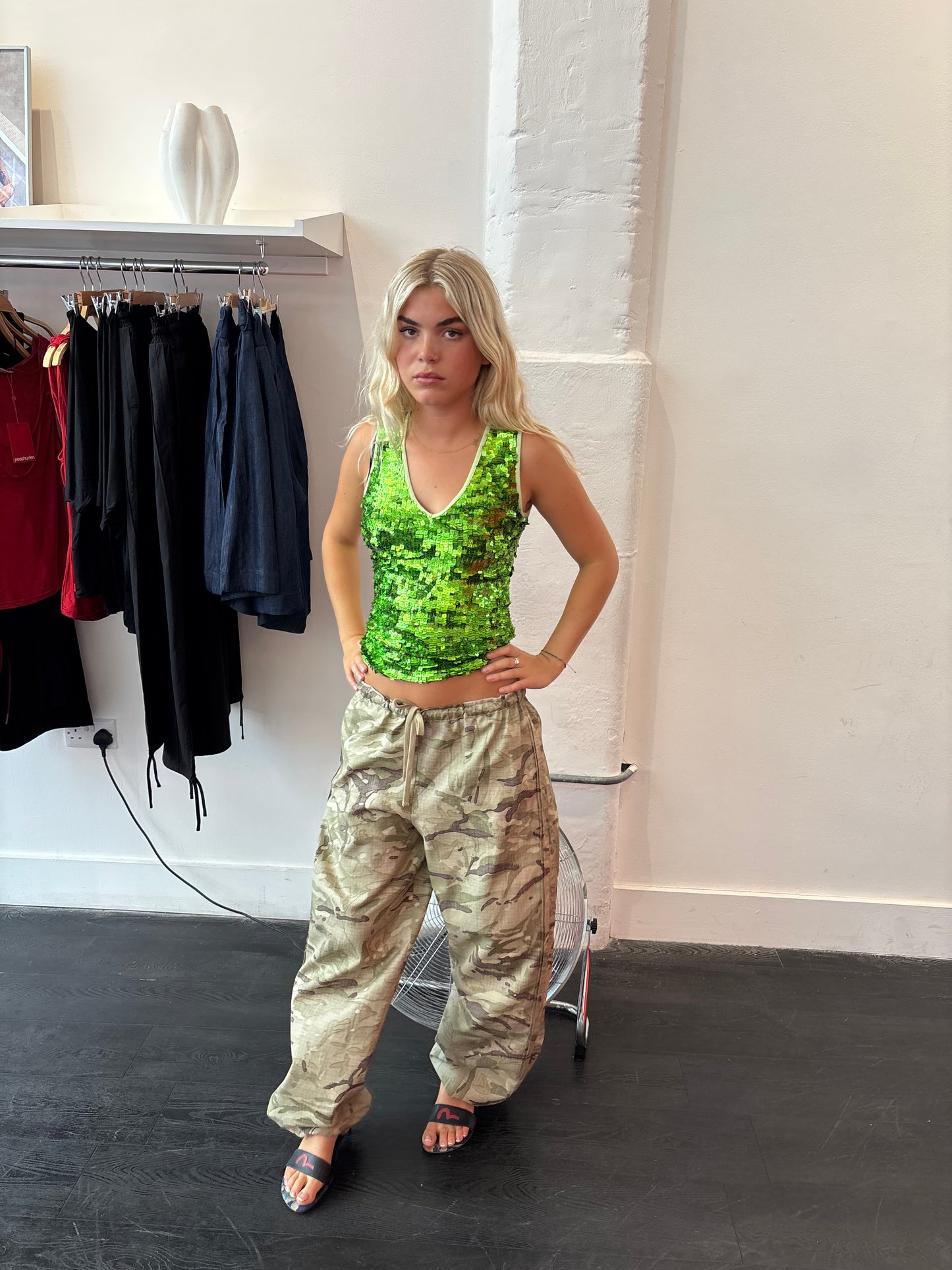 Vintage Green Sequin Top