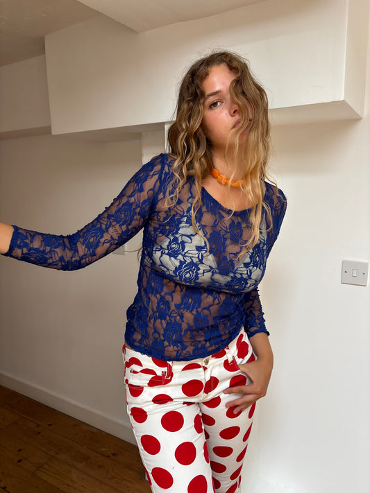 Vintage Blue Lace Top