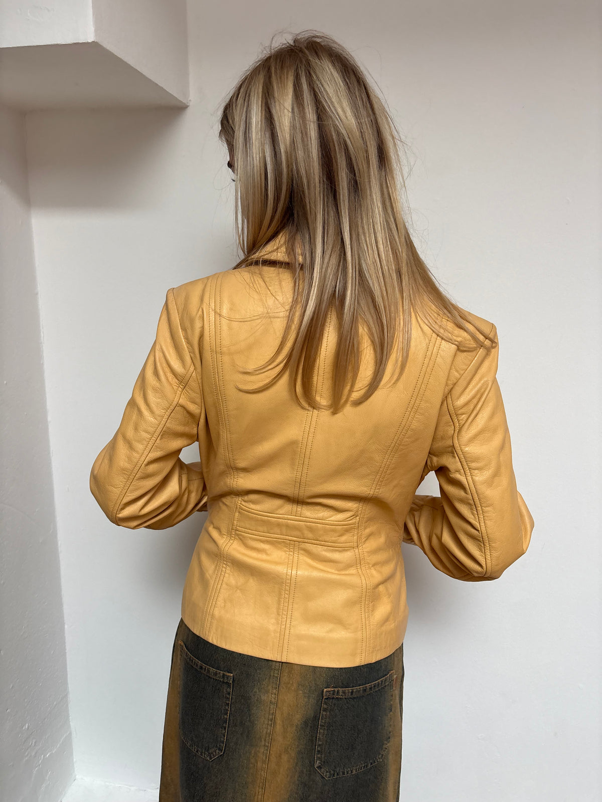 Vintage Tan Yellow Leather Jacket