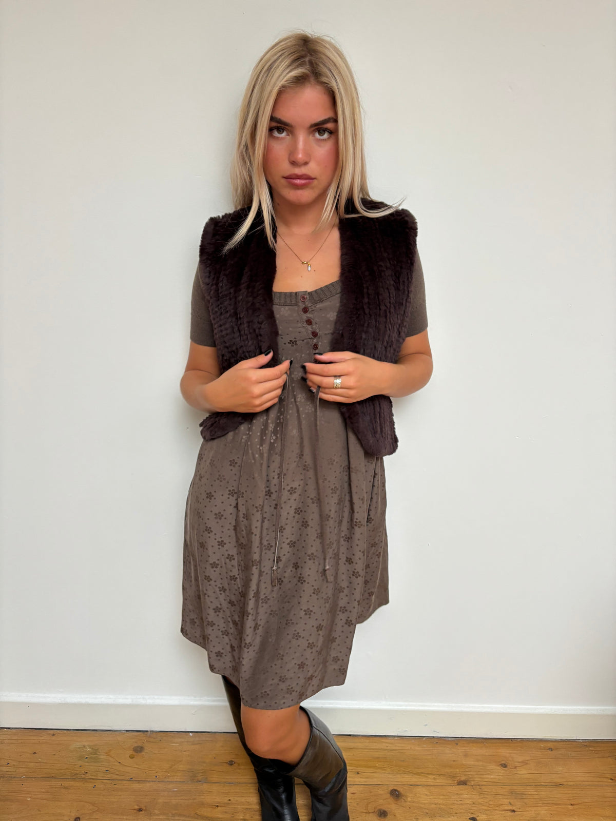 Chine Brown Fur Gilet