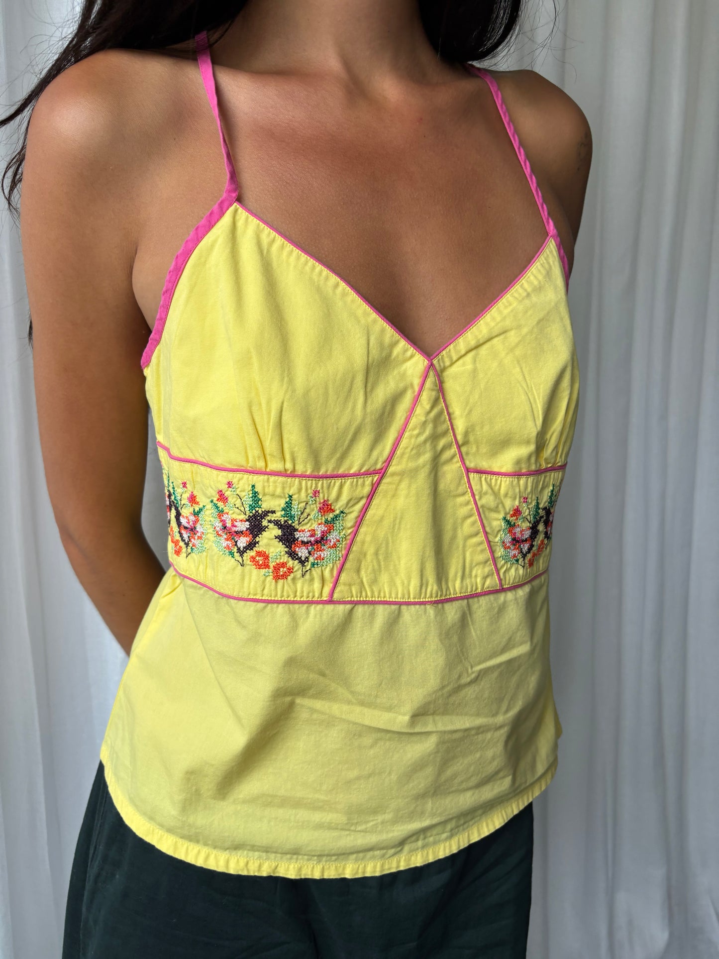 Pepe Yellow Embroidered Top