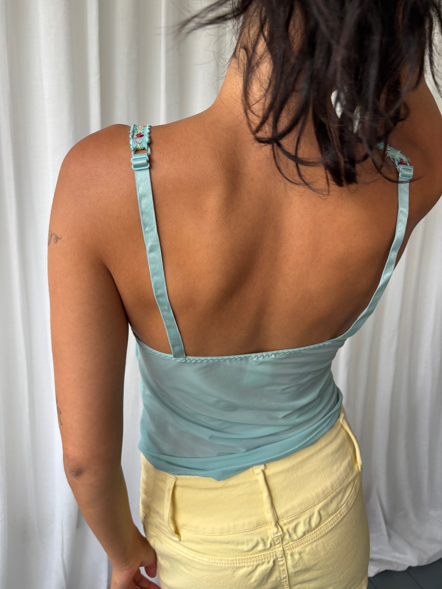 Vintage Blue Embroidered Cami