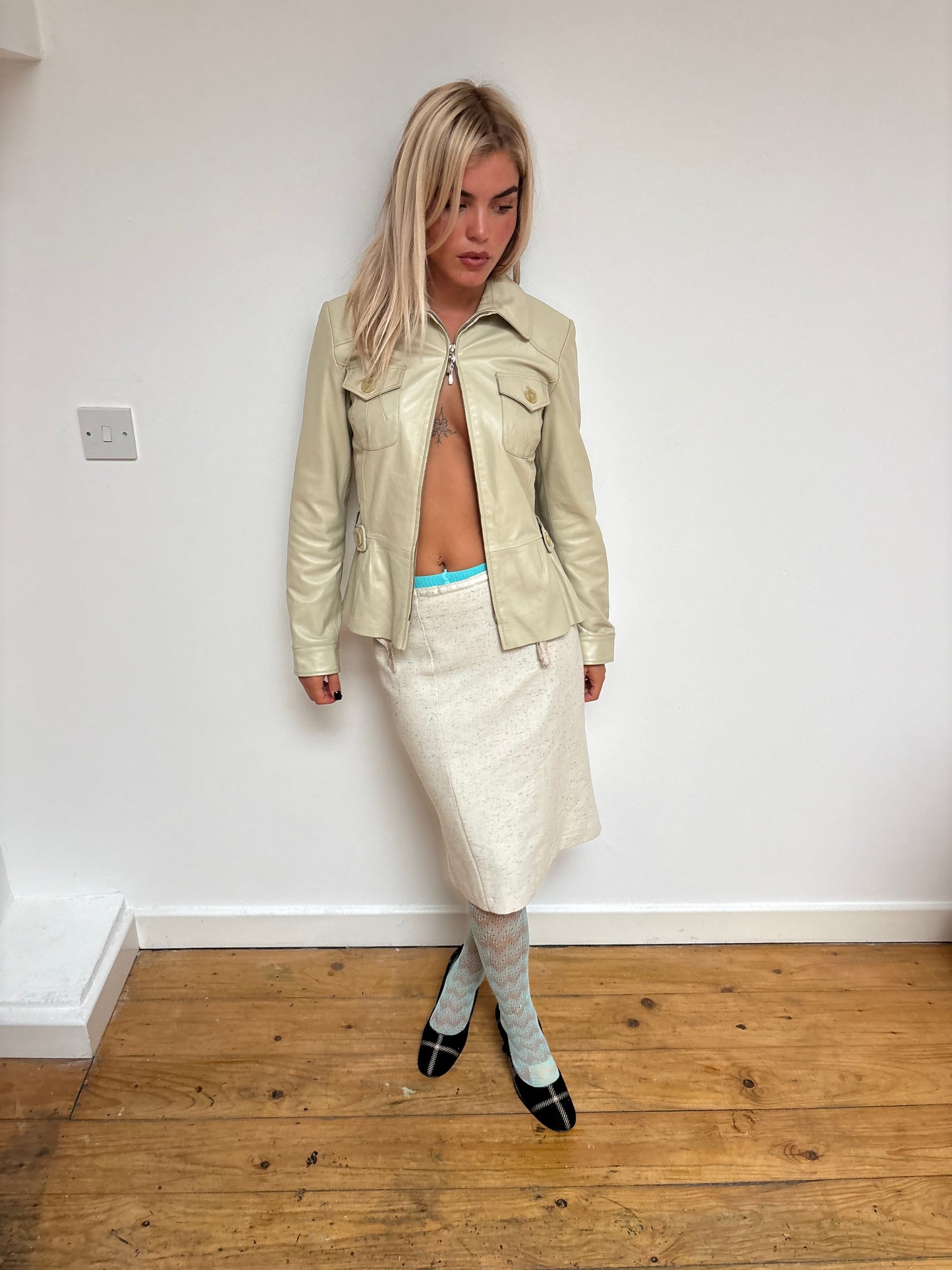 Yuppie Beige Leather Jacket