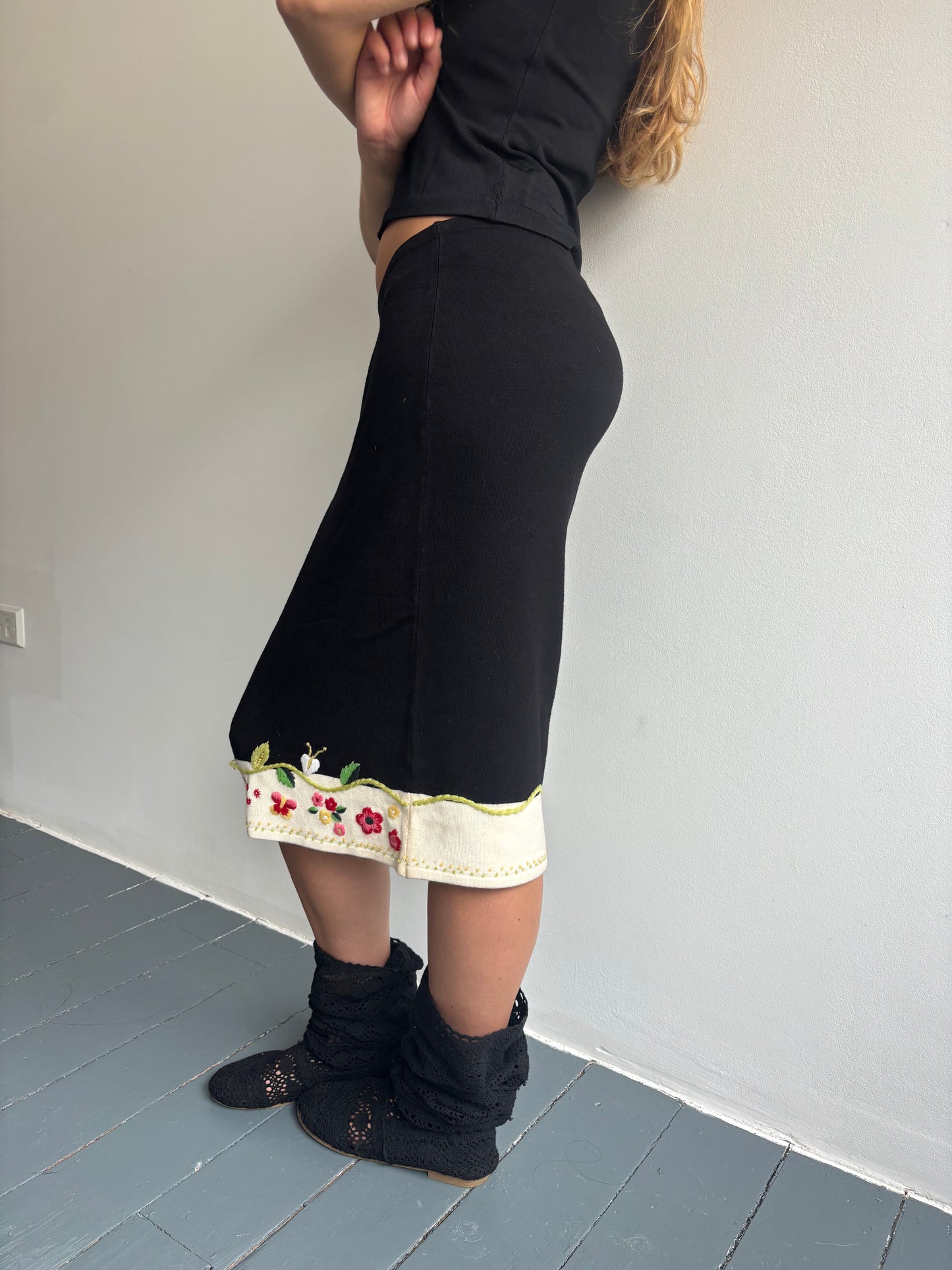 Etincelle Couture Black Knit Skirt