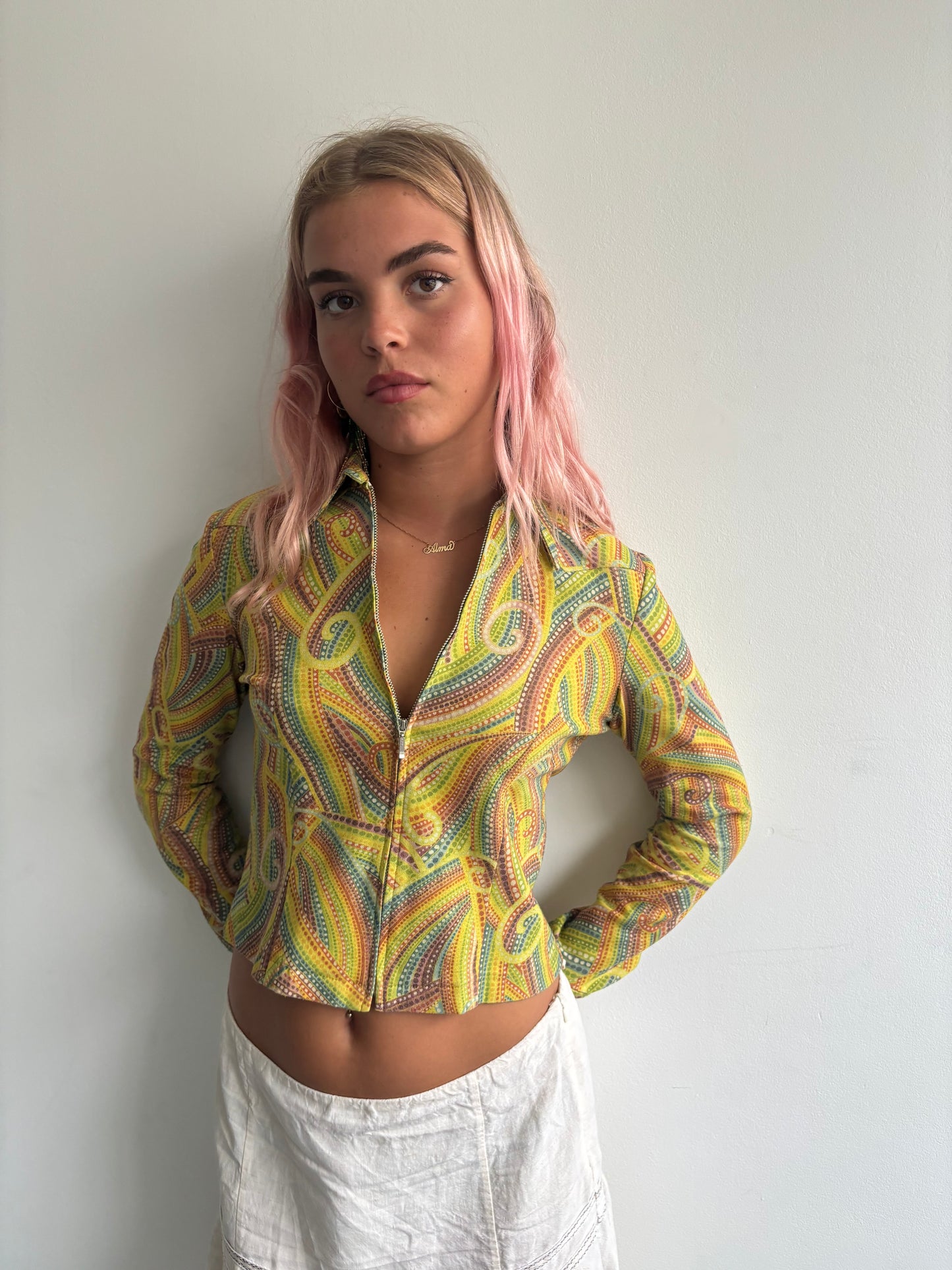 Jaspal Yellow Swirl Print Jacket