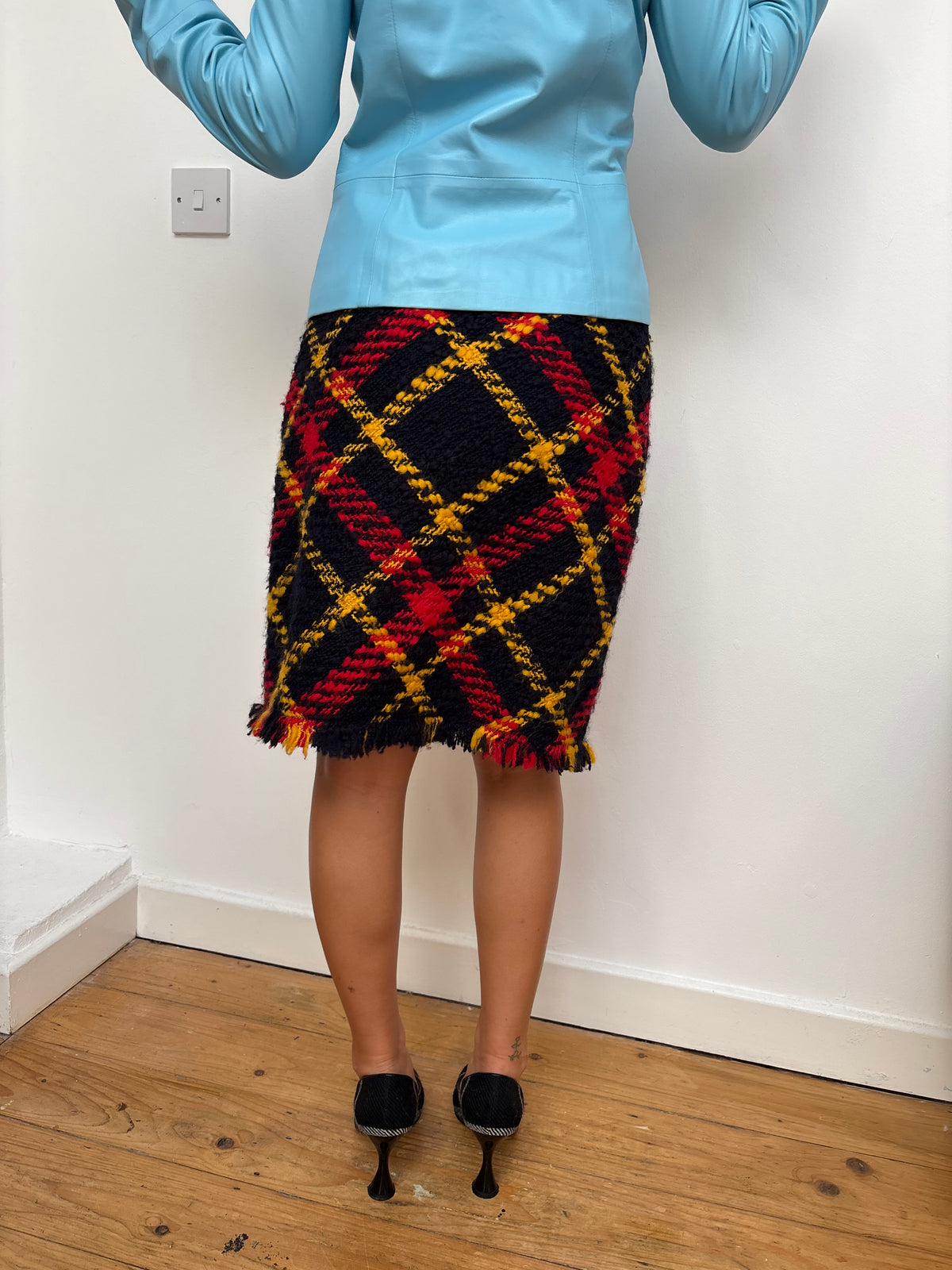 Luisa Spagnoli Plaid Wool Skirt