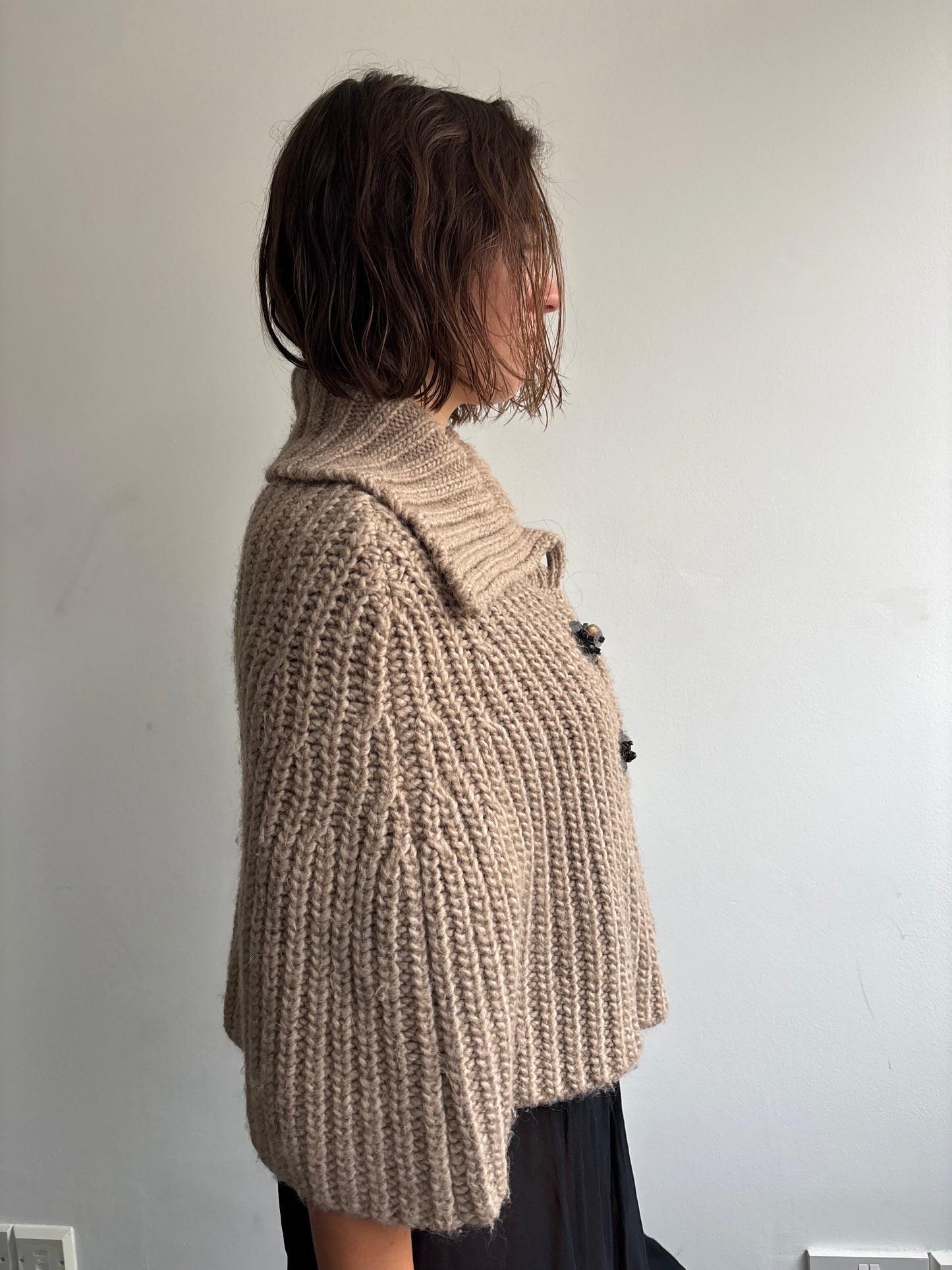 Miss Sixty Taupe Knit Poncho