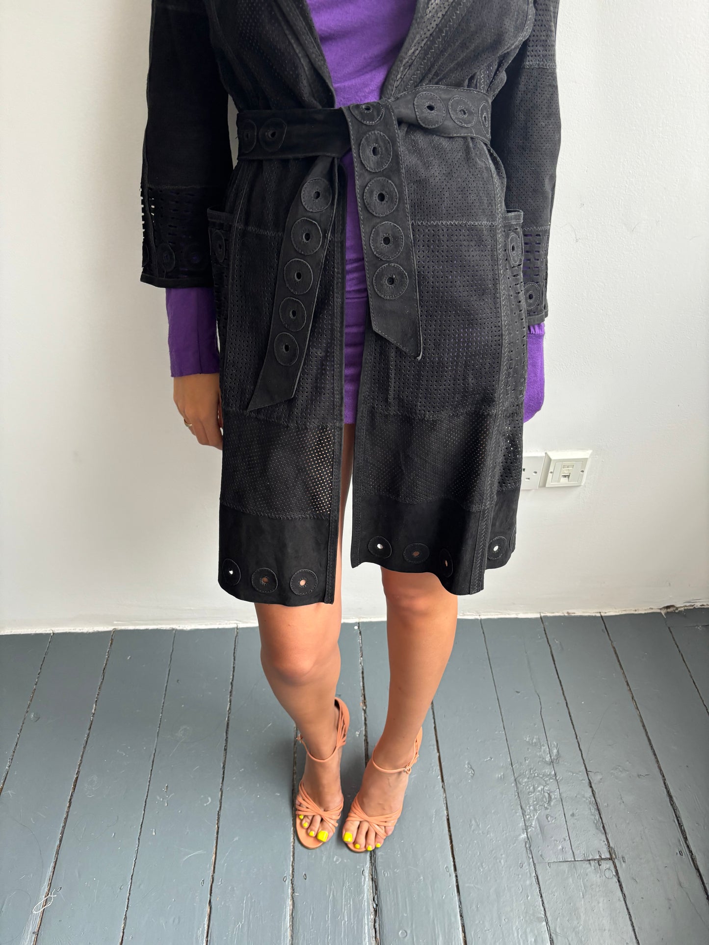 Cavalli Black Suede Trench