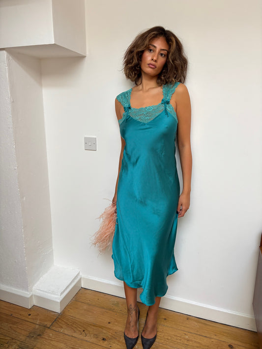 Vintage Teal Maxi Dress