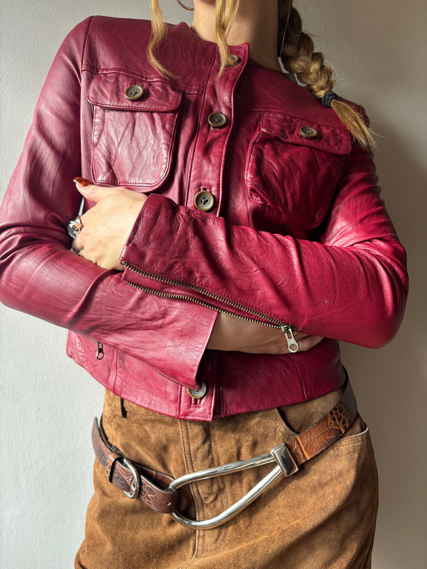 Timberland Burgundy Leather Jacket