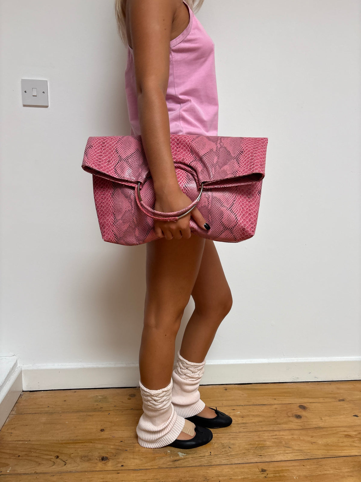 Kim Kardashian Pink Snake Bag