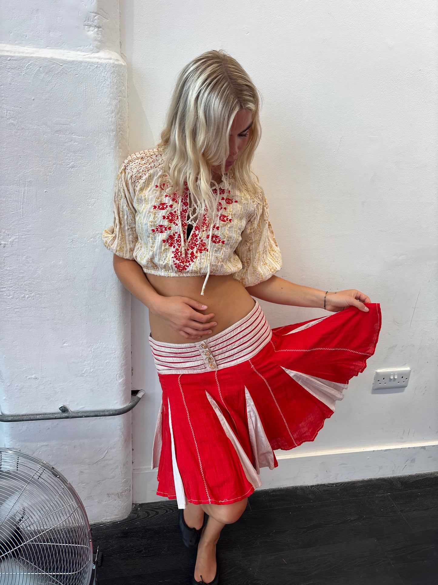 Vintage Red Embroidered Top