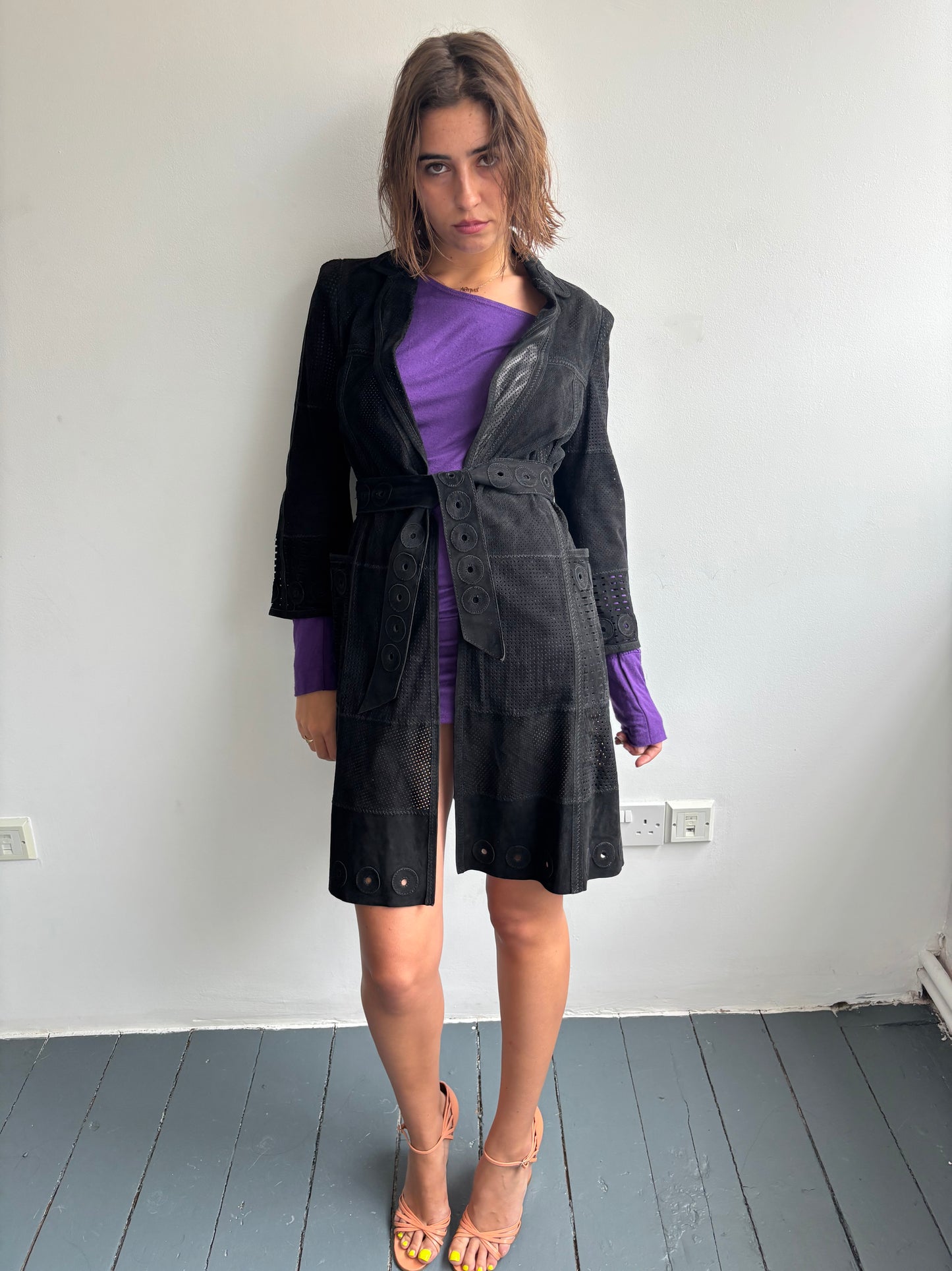 Cavalli Black Suede Trench