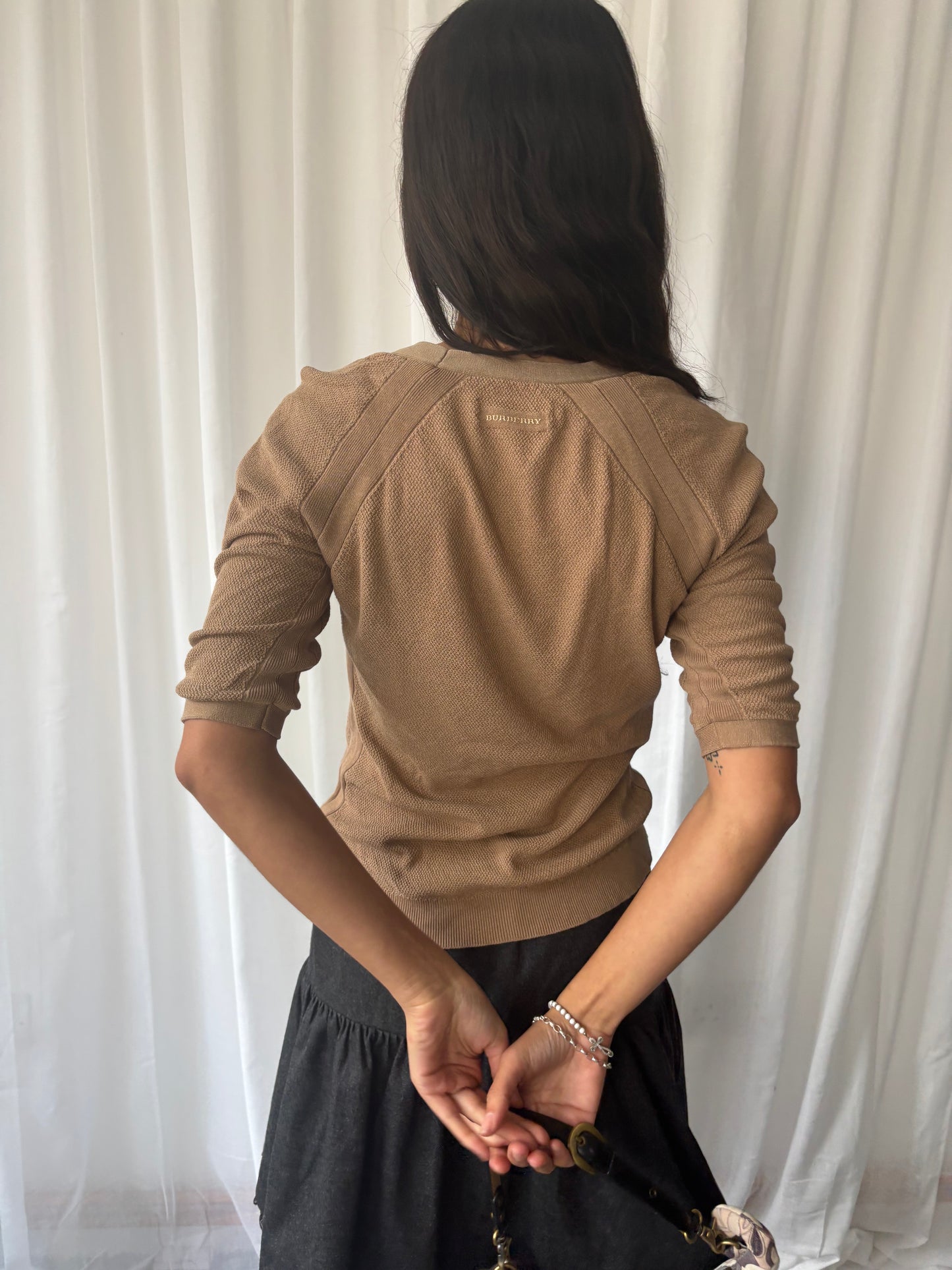 Burberry Beige 3/4 Sleeve Top