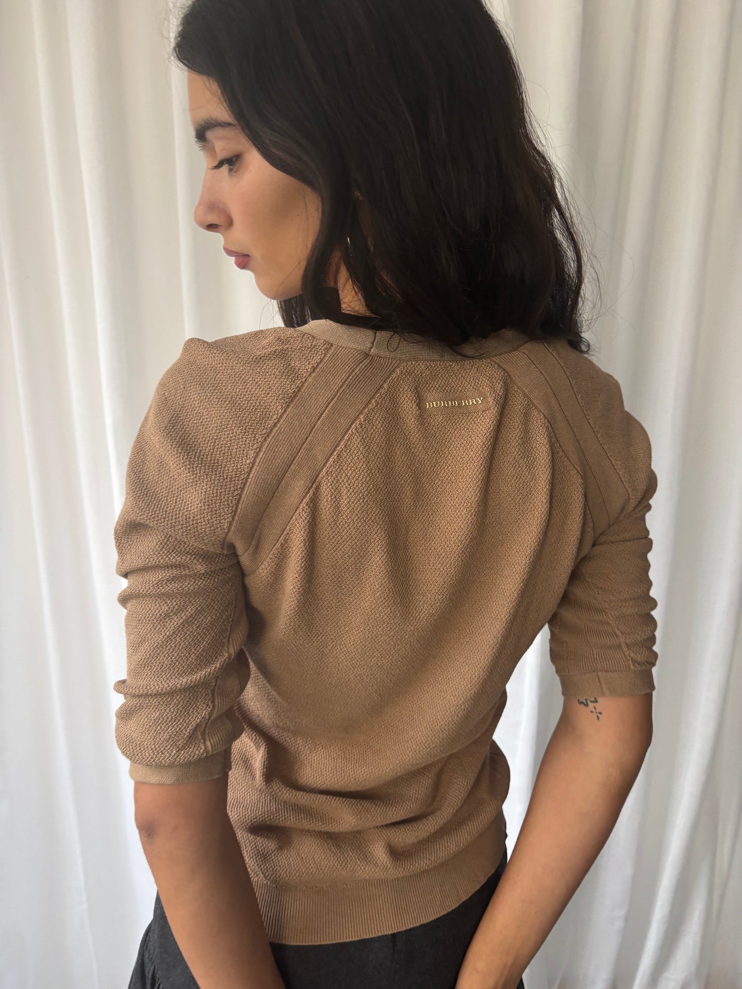 Burberry Beige 3/4 Sleeve Top