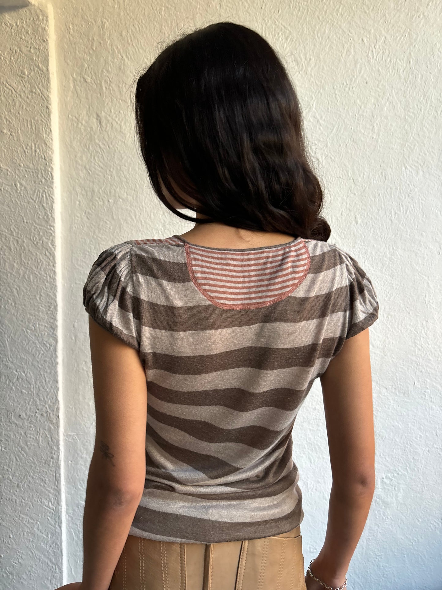 Kookai Stripe V Neck Top