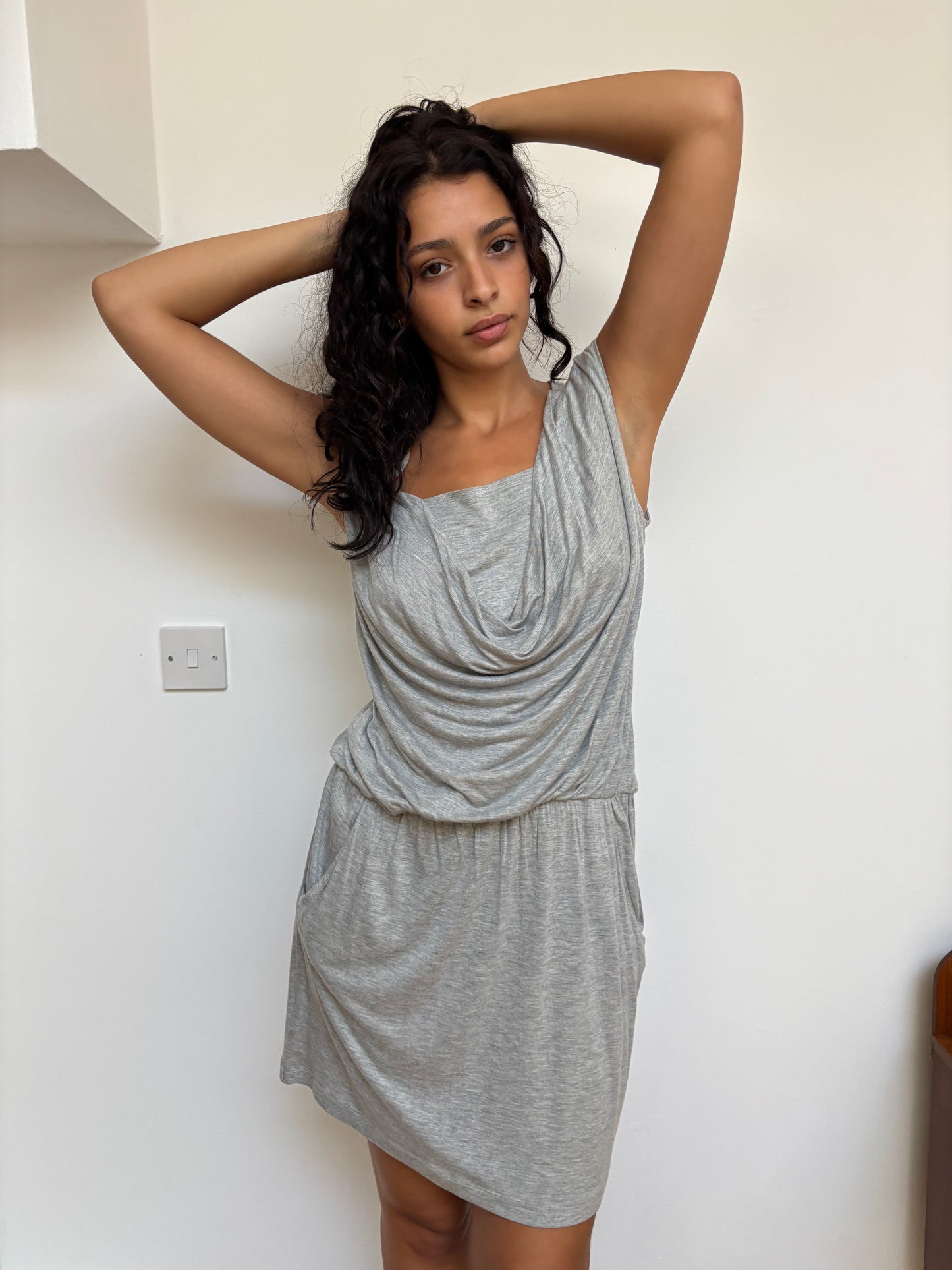 Vintage Grey Cowl Neck Dress