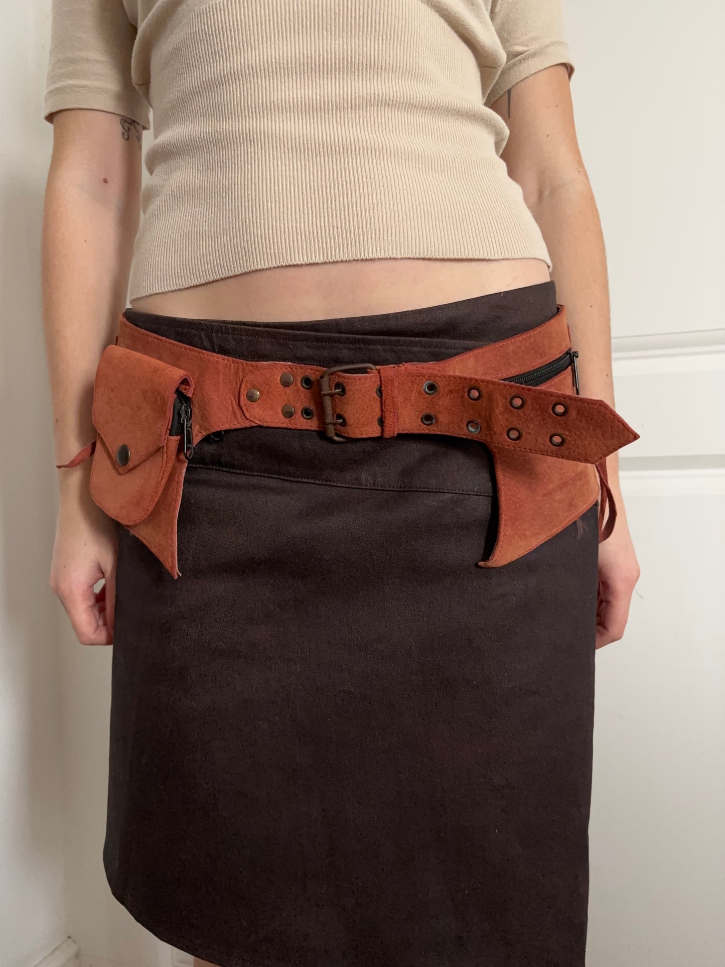 Vintage Suede Pocket Belt