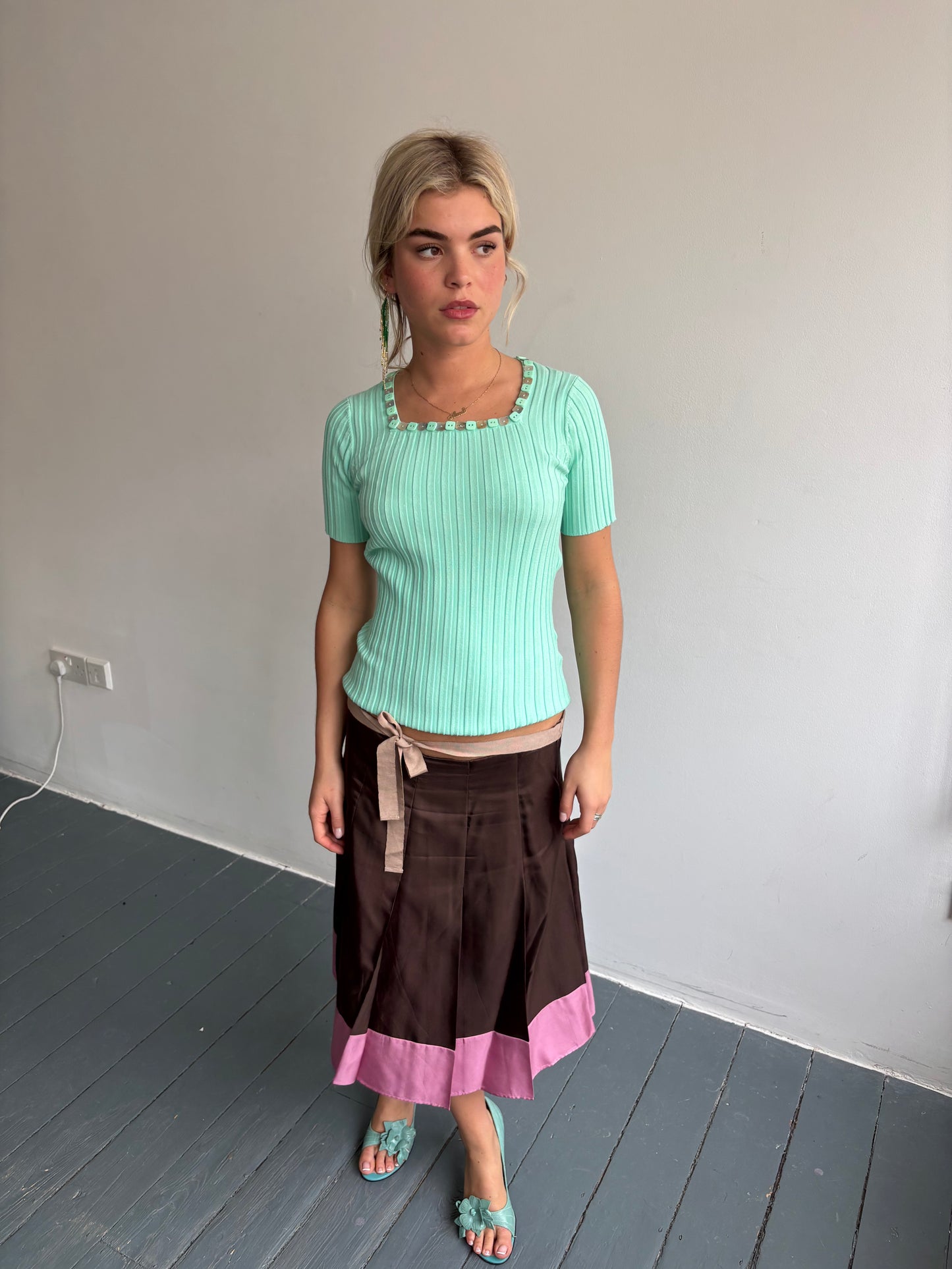 Vintage Seafoam Ribbed Top