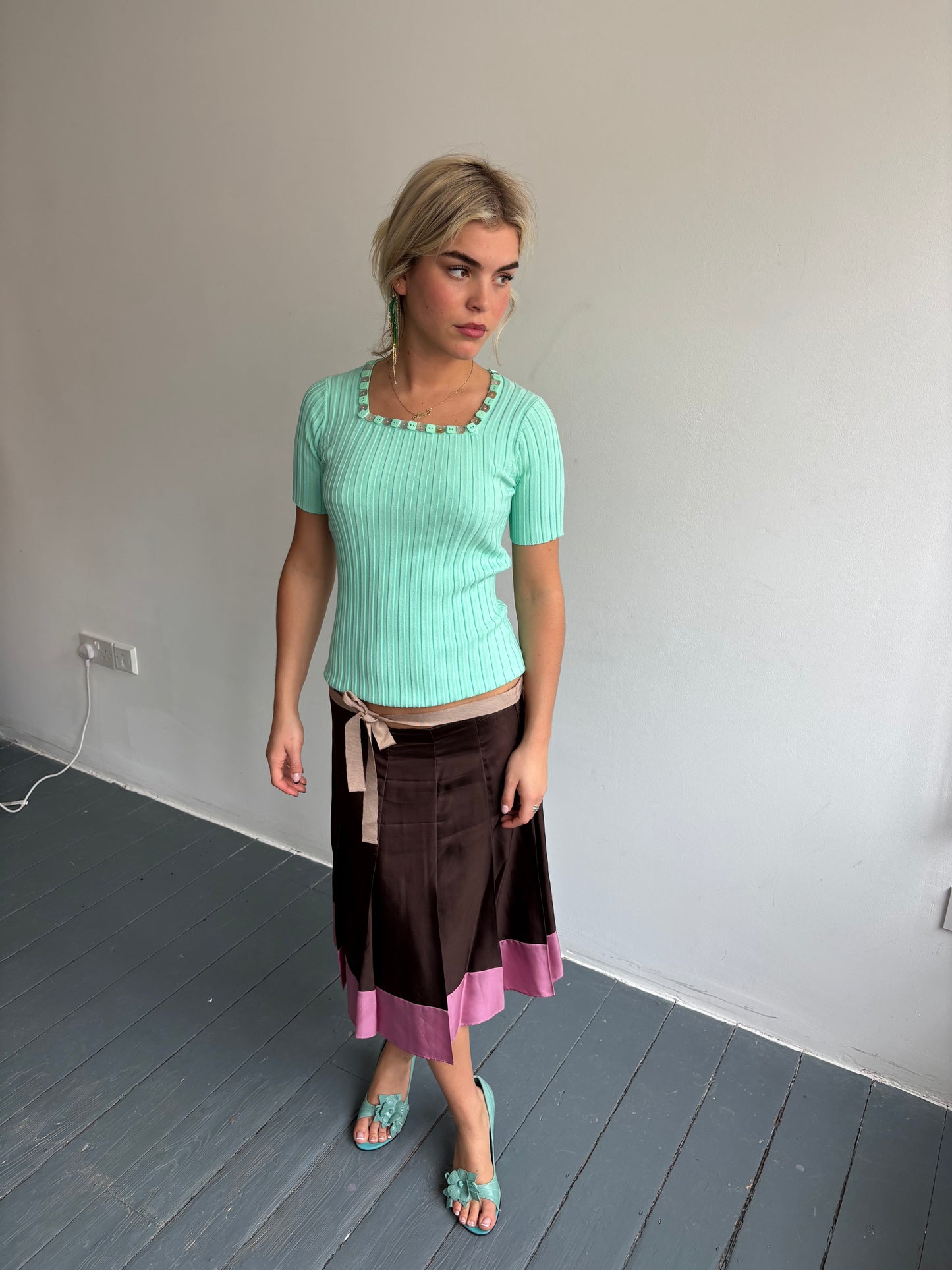 Vintage Seafoam Ribbed Top
