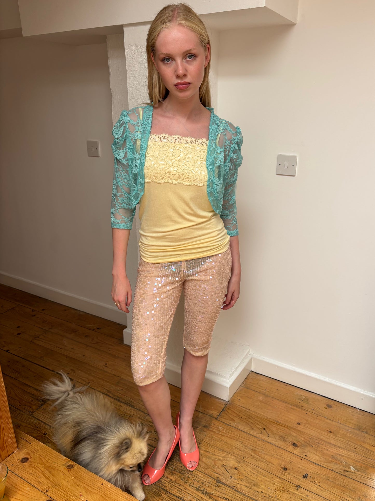 Patrizia Pepe Nude Sequin Capris