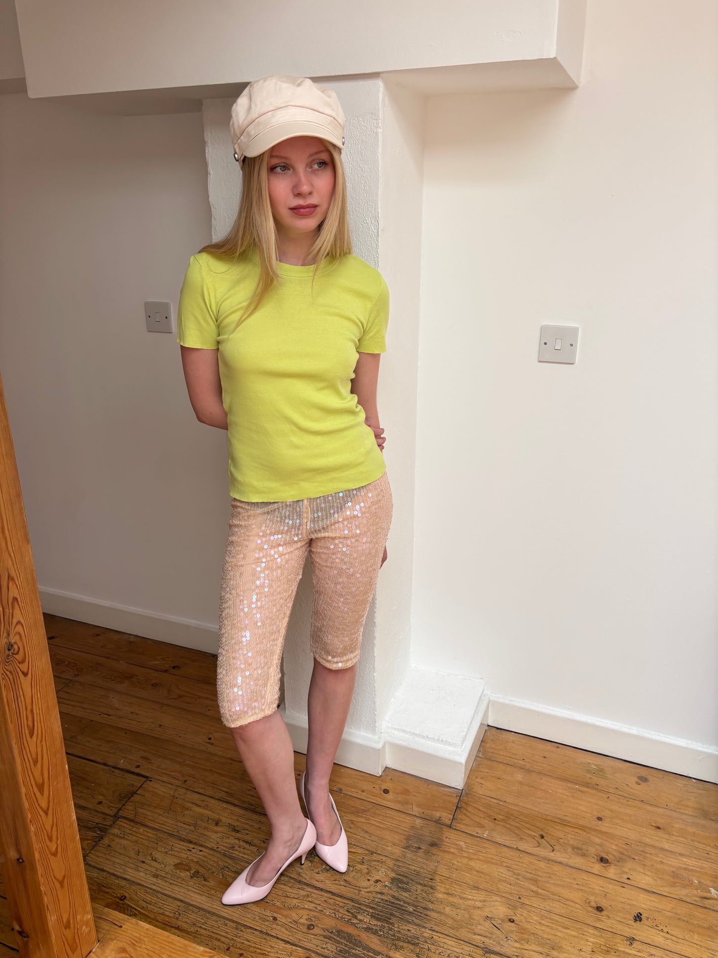 Patrizia Pepe Nude Sequin Capris