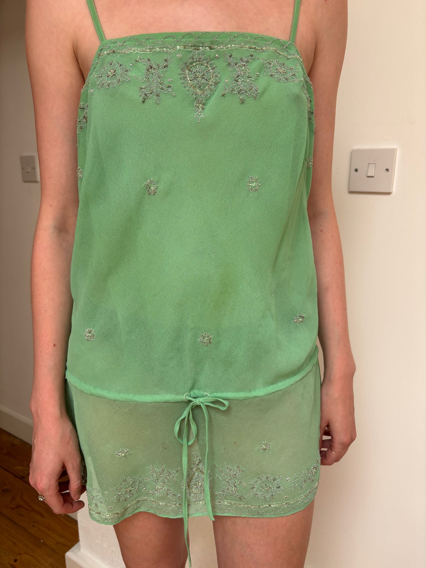 One Green Embellished Top