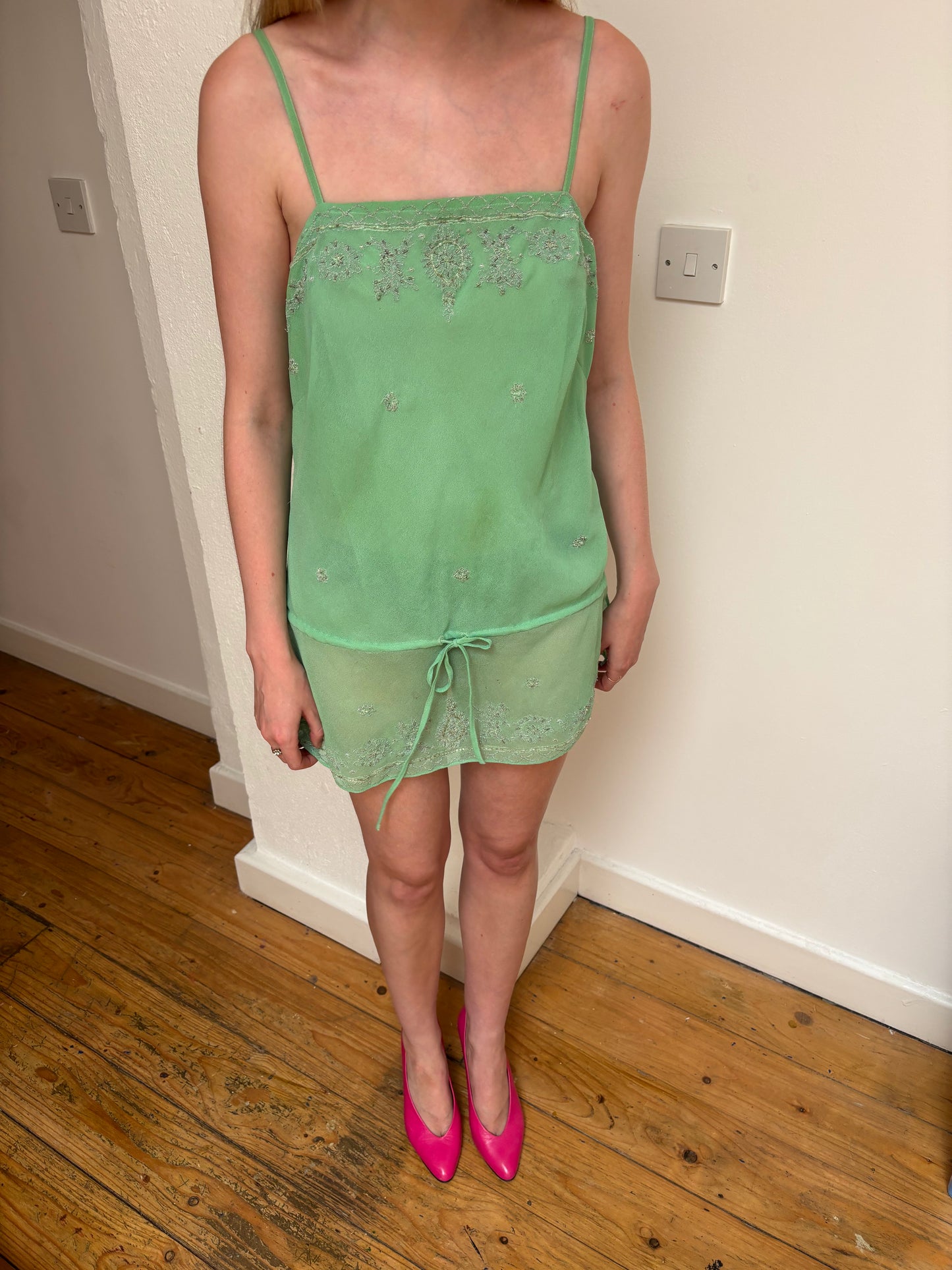 One Green Embellished Top