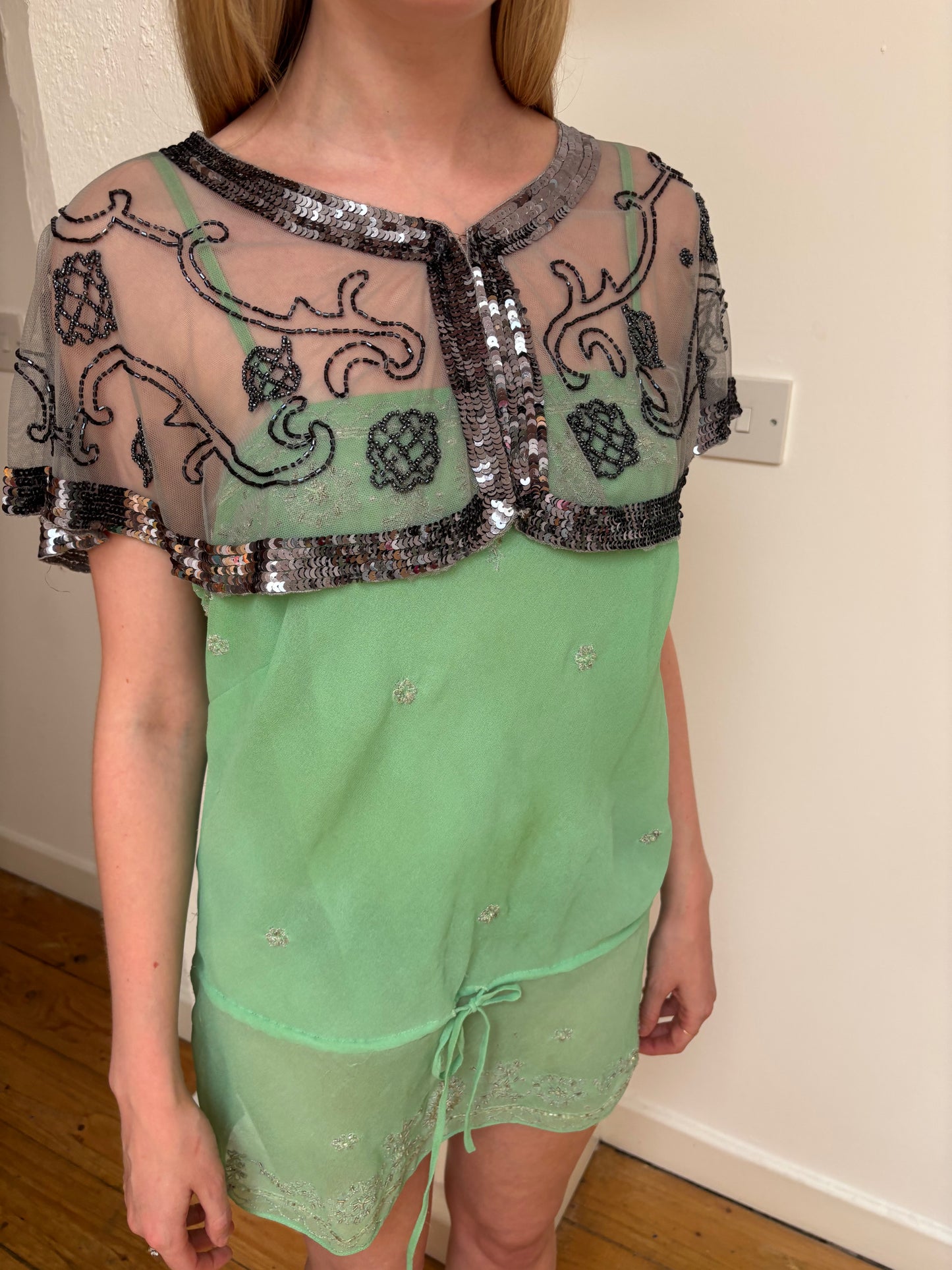 Pilot Grey Sequin Cape