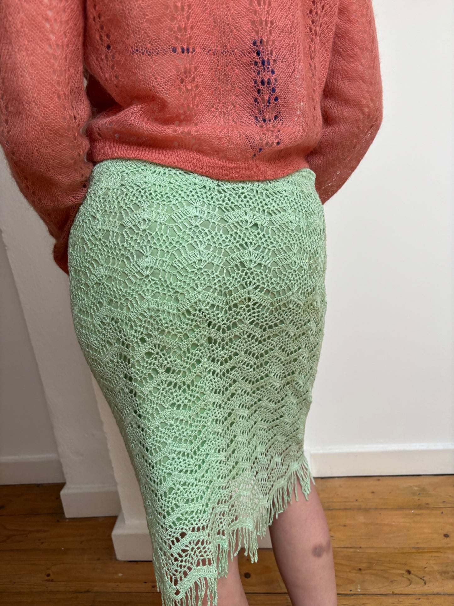 Vintage Mint Crochet Skirt