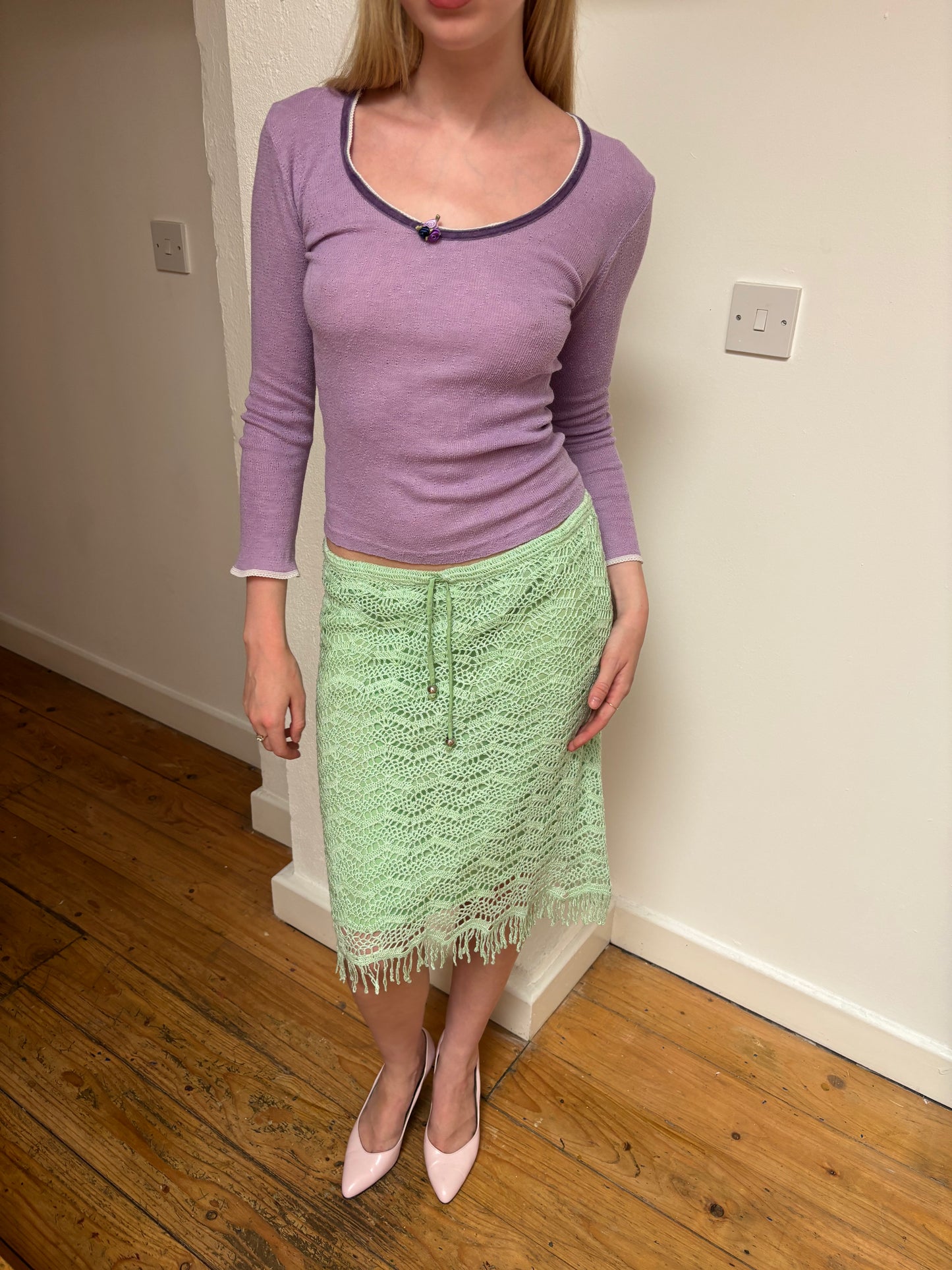 Vintage Mint Crochet Skirt