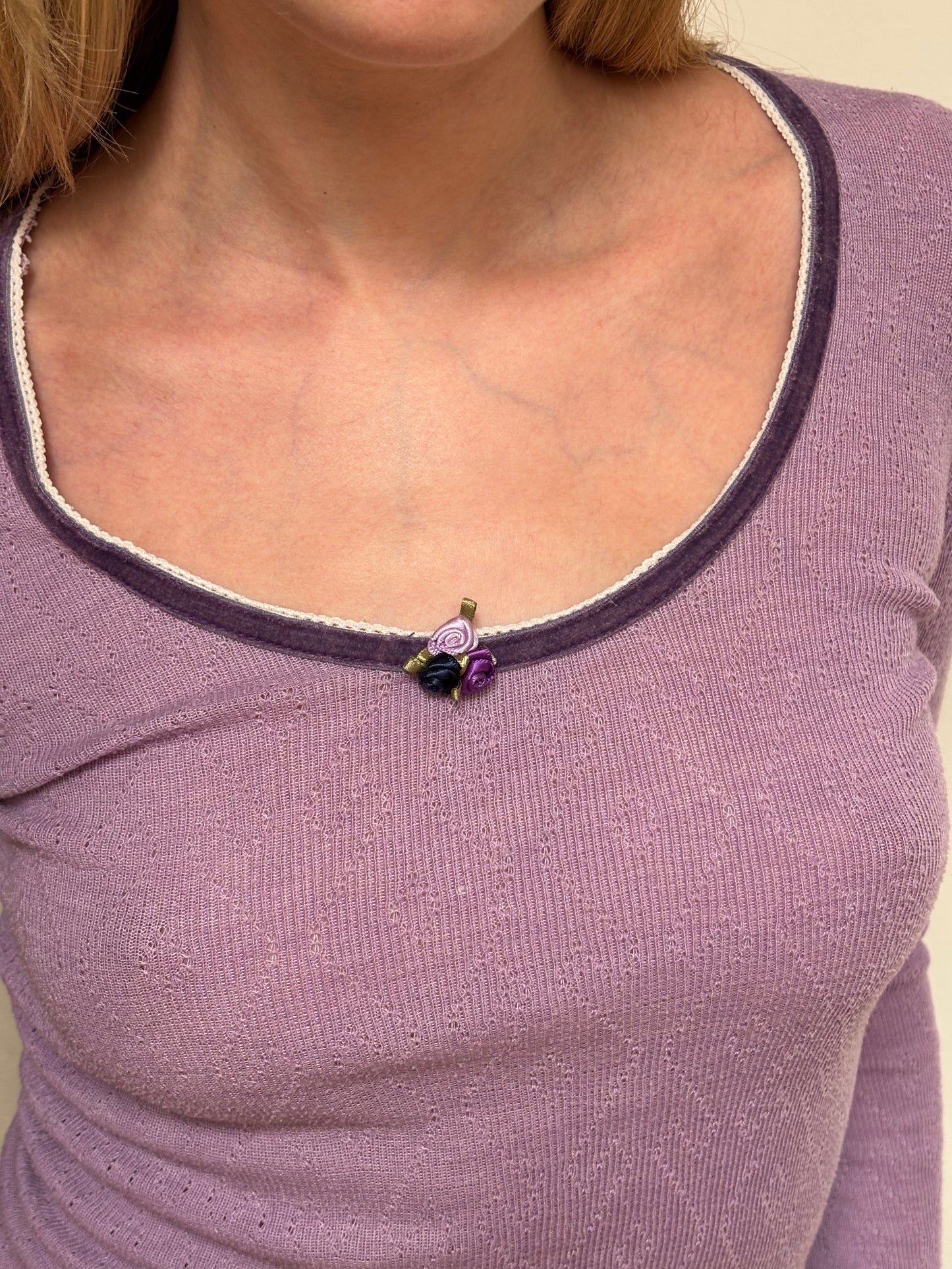 Whistles Purple Pointelle Top