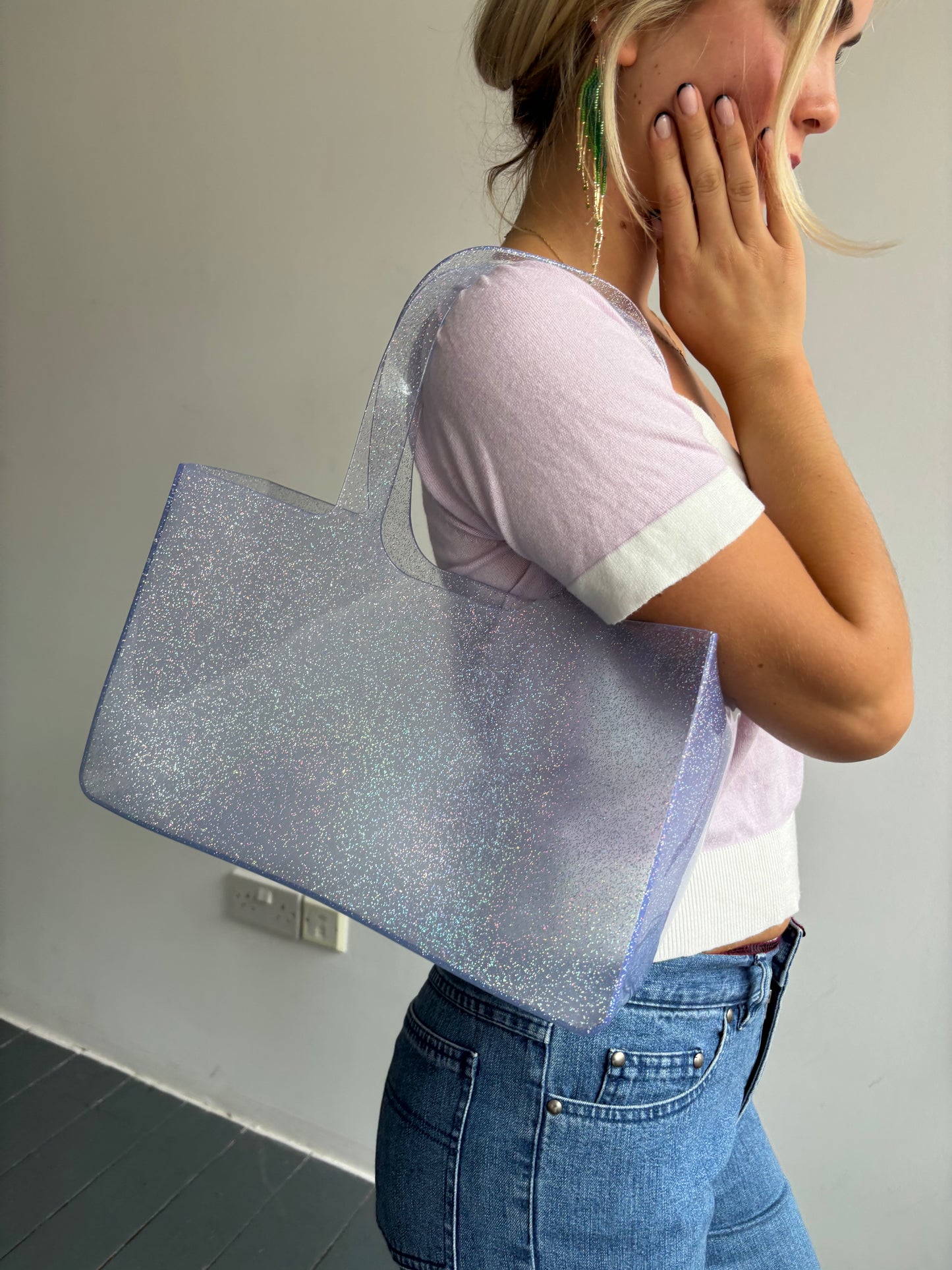 Silver Glitter Jelly Bag