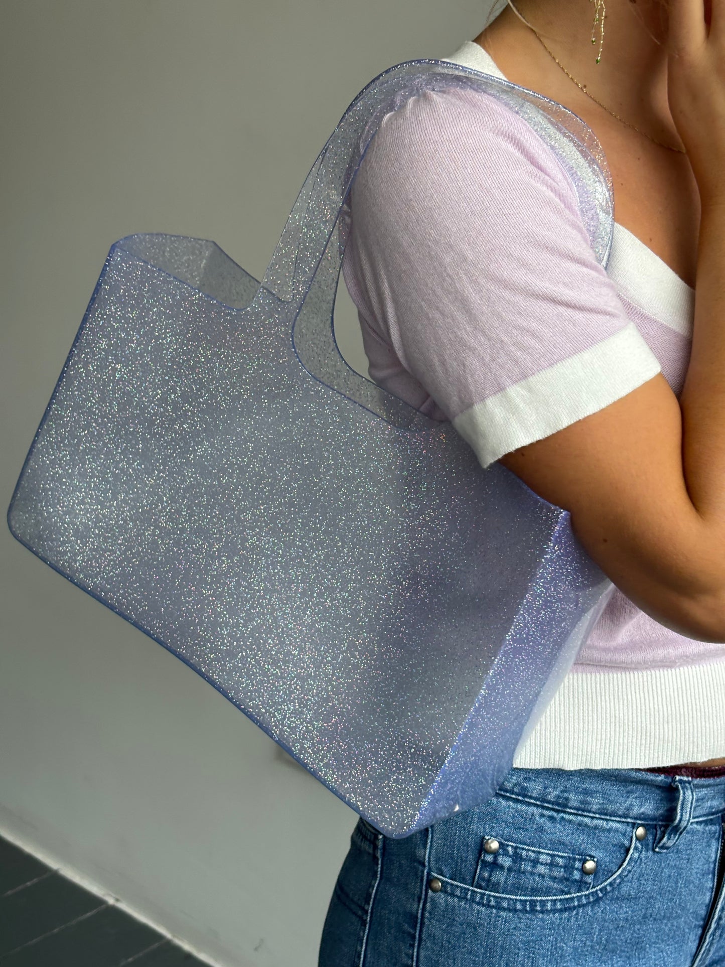 Silver Glitter Jelly Bag